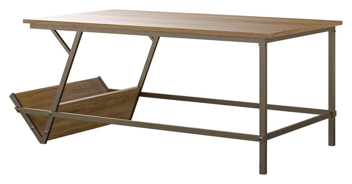 Couchtisch Looki Mit Ablagefach Walnussfarben - Messingfarben/Walnussfarben, Design, Holzwerkstoff/Metall (105/47/58cm) - MID.YOU