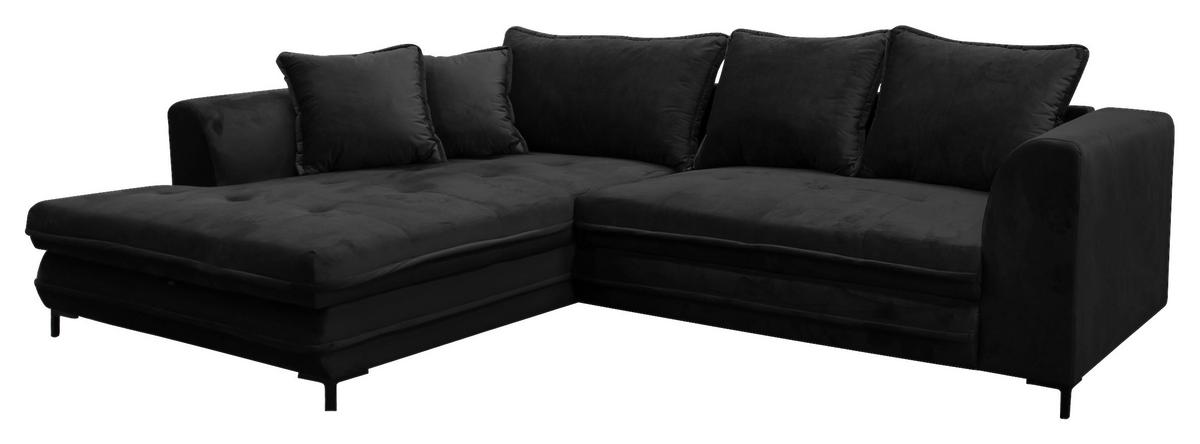 Ecksofa Mit Schlaffunktion Bello Mit Kissen Schwarz - Beige/Schwarz, Design, Textil (187/277cm) - Livetastic