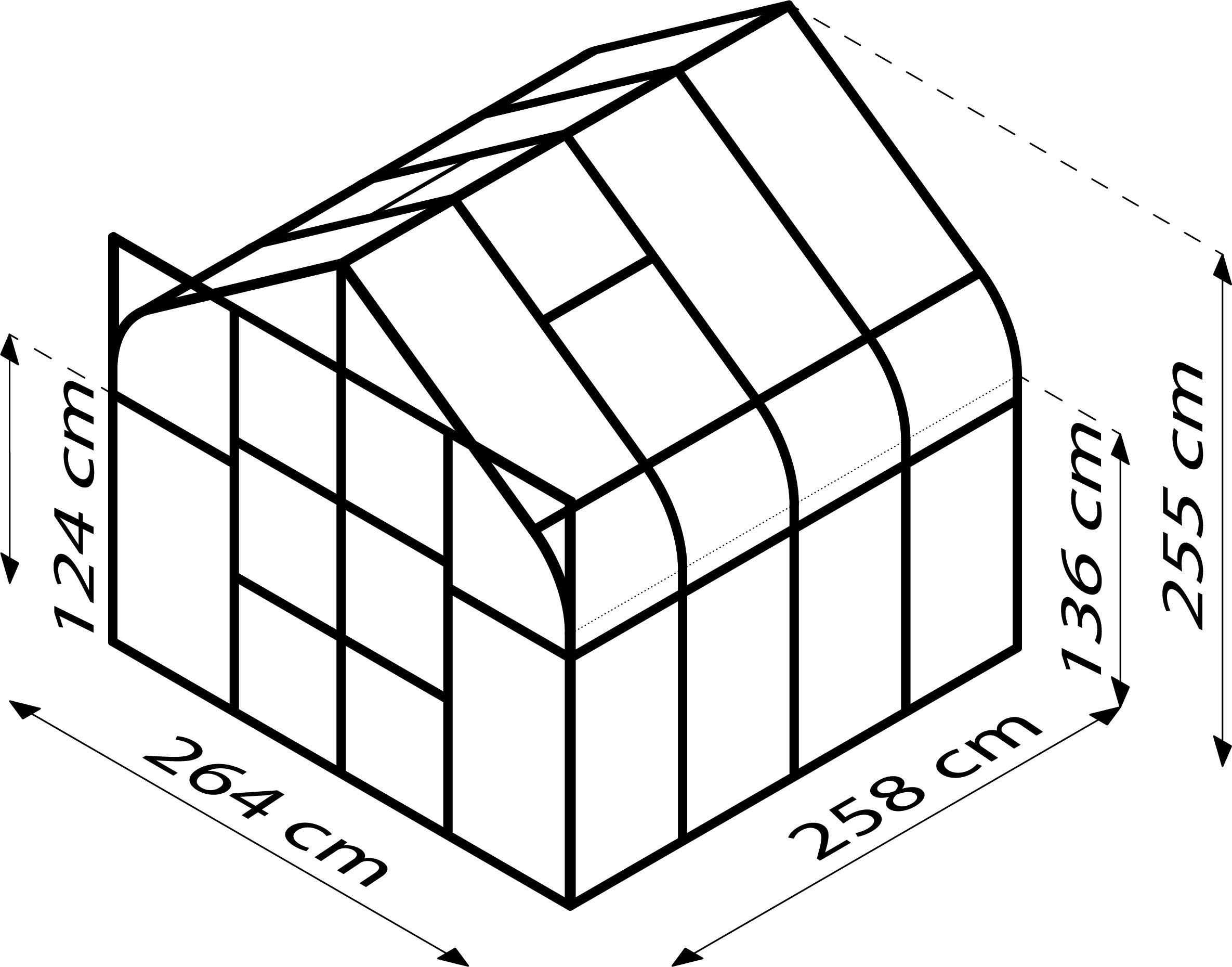 Klassisches, großes Gewächshaus mit Giebeldach