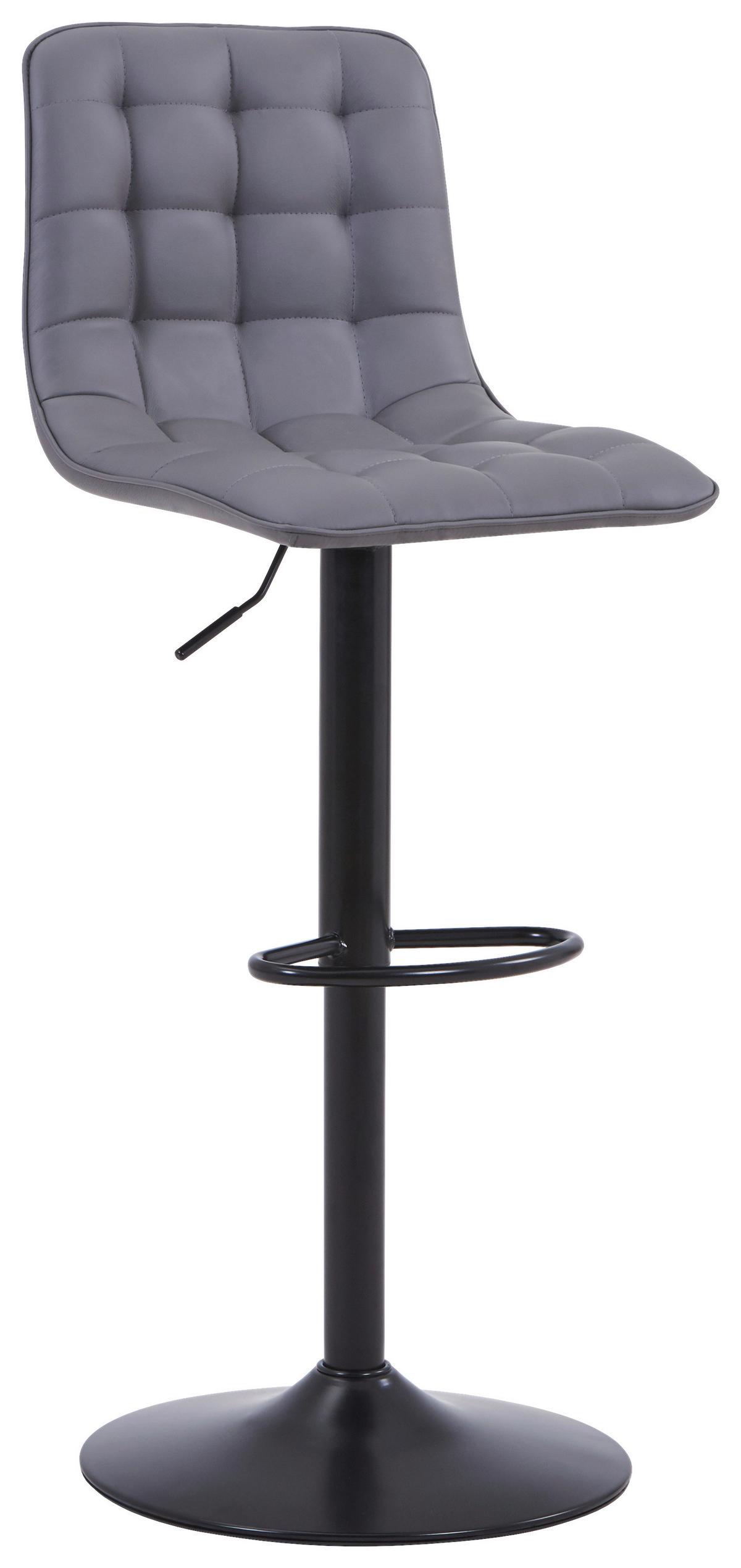 Barhocker Elias Grau höhenverstellbar, B: 42 cm - Schwarz/Grau, MODERN, Textil/Metall (42/109,5/52cm) - Livetastic