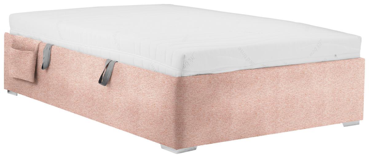 Posteľ Remi s bočnicami 120x200, poťah ružový - prírodná farba/ružová, Konventionell, drevo/textil (120/200cm) - Based