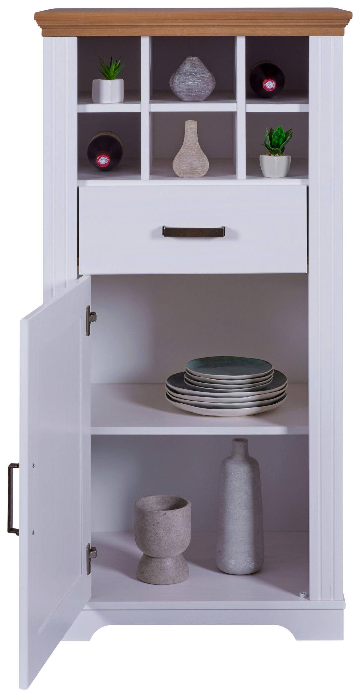 KOMODA MALUNO - bílá/měděné barvy, Romantický / Rustikální, kov/dřevo (68/136/48cm)