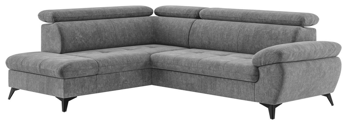 Ecksofa mit Bettkasten Hudson Grau 207x265cm - Dunkelgrau/Schwarz, Textil (207/265cm) - MID.YOU