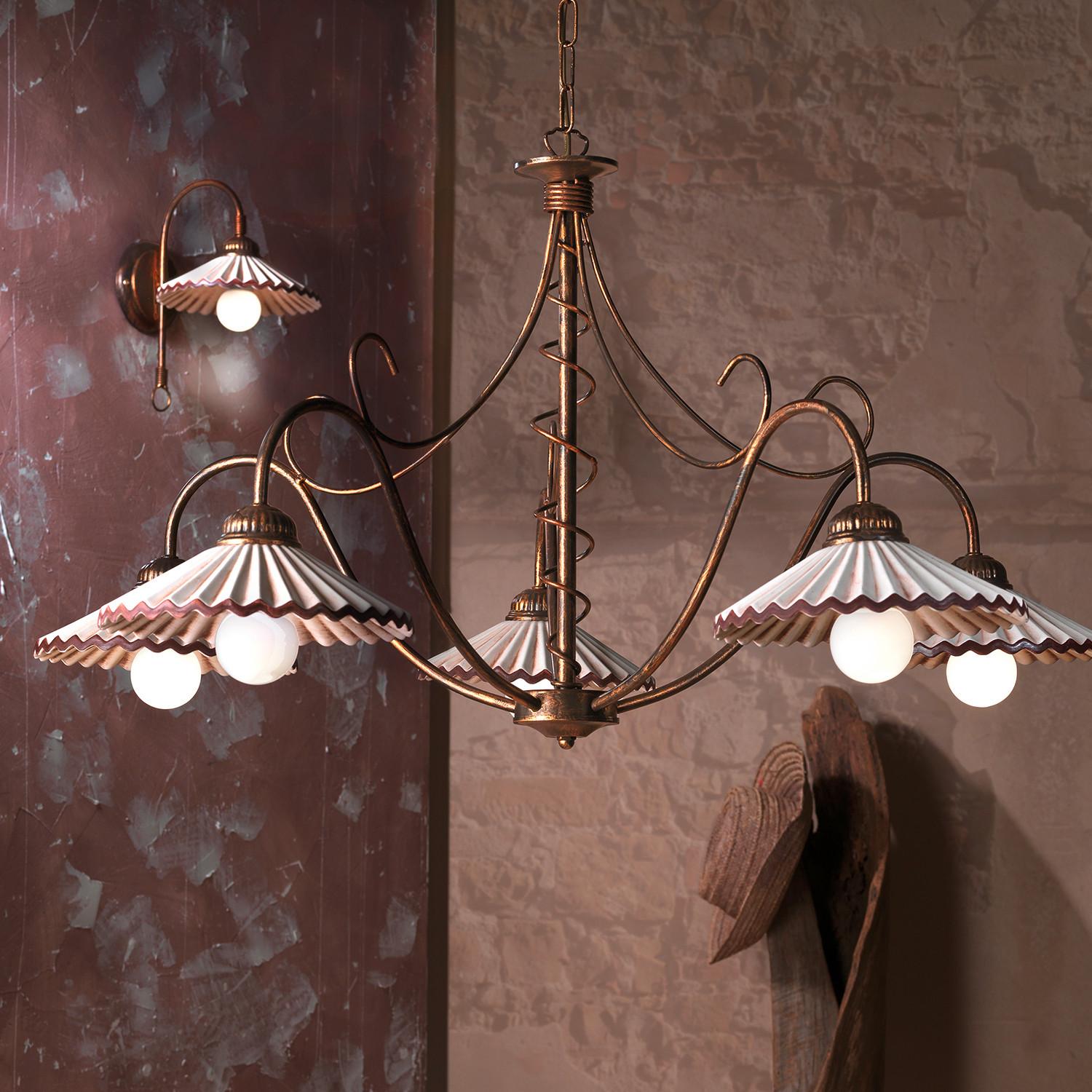 Kronleuchter 4257/5b - Bernsteinfarben, KONVENTIONELL, Keramik/Metall (85/110cm)