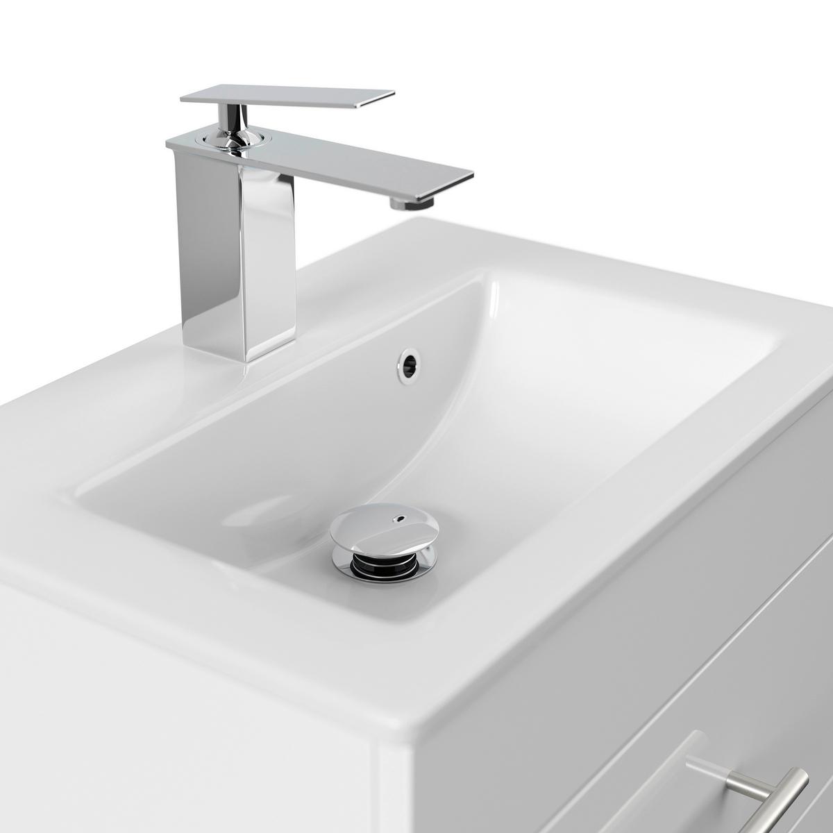 Badezimmer Portus Weiß Hochglanz B: 50 cm - Weiß Hochglanz/Weiß, MODERN, Keramik/Holzwerkstoff (50cm) - MID.YOU