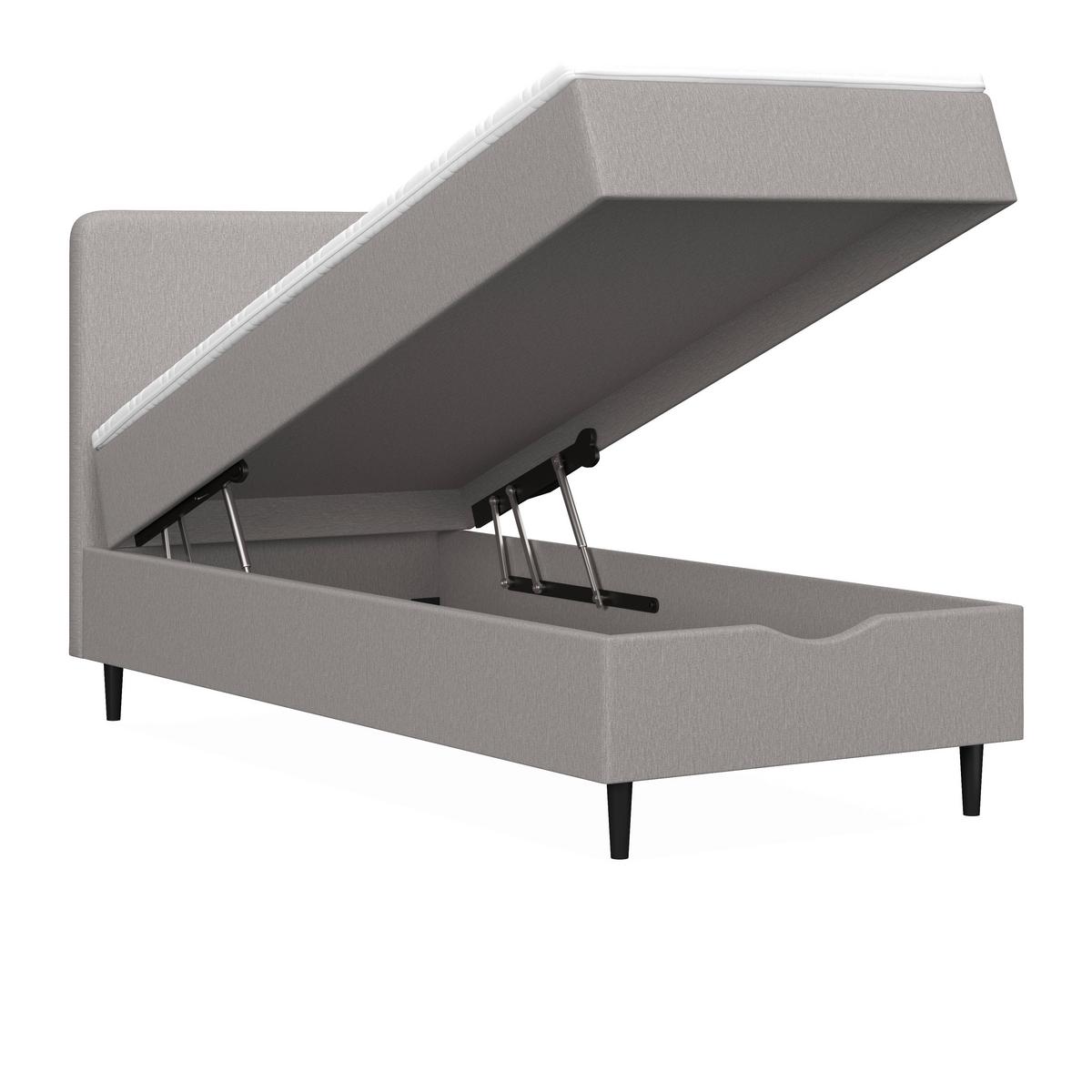 Boxspringová postel VIDA 90x200, šedá, s topperem - šedá/černá, Moderní, dřevo/textil (90/200cm) - Bessagi Home