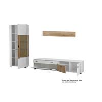 Hudson Wohnwand Weiß/Eichefarben B: 328 cm - Eichefarben/Schwarz, Design, Glas/Holzwerkstoff (328/180/42cm) - MID.YOU