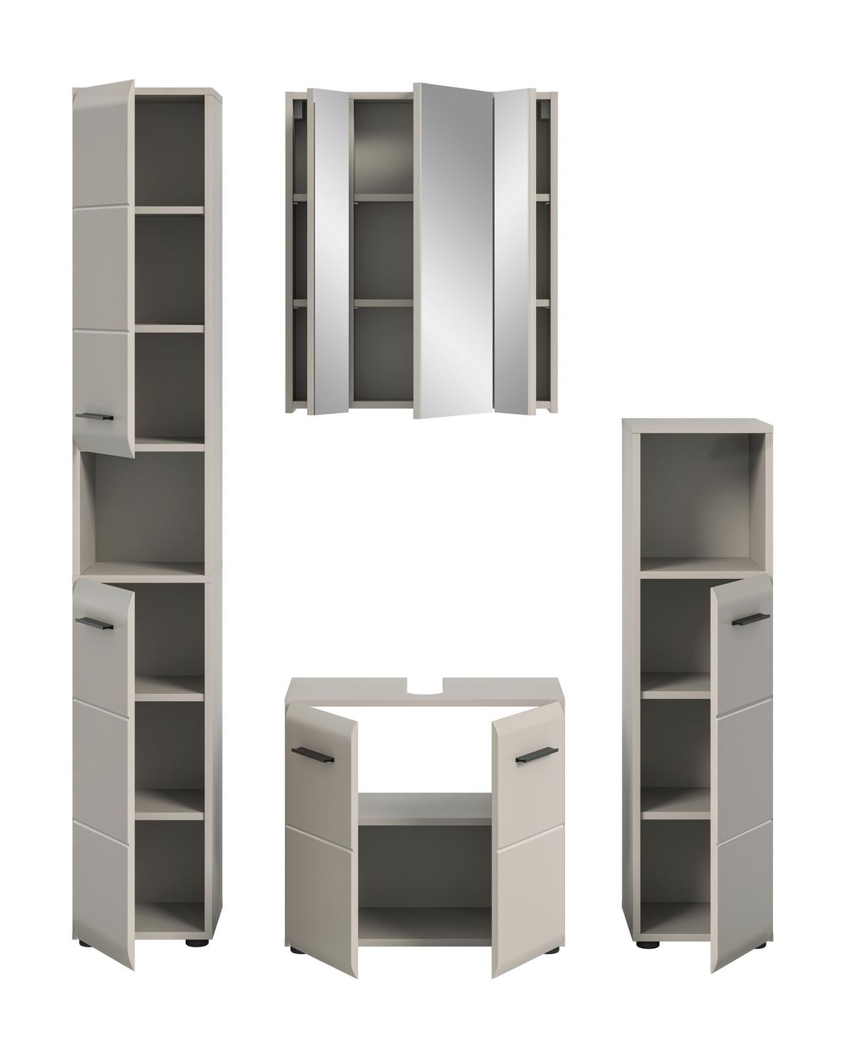 Badezimmer Ice Kaschmir B: 120cm - Kaschmir/Schwarz, Trend, Glas/Holzwerkstoff (120cm) - MID.YOU