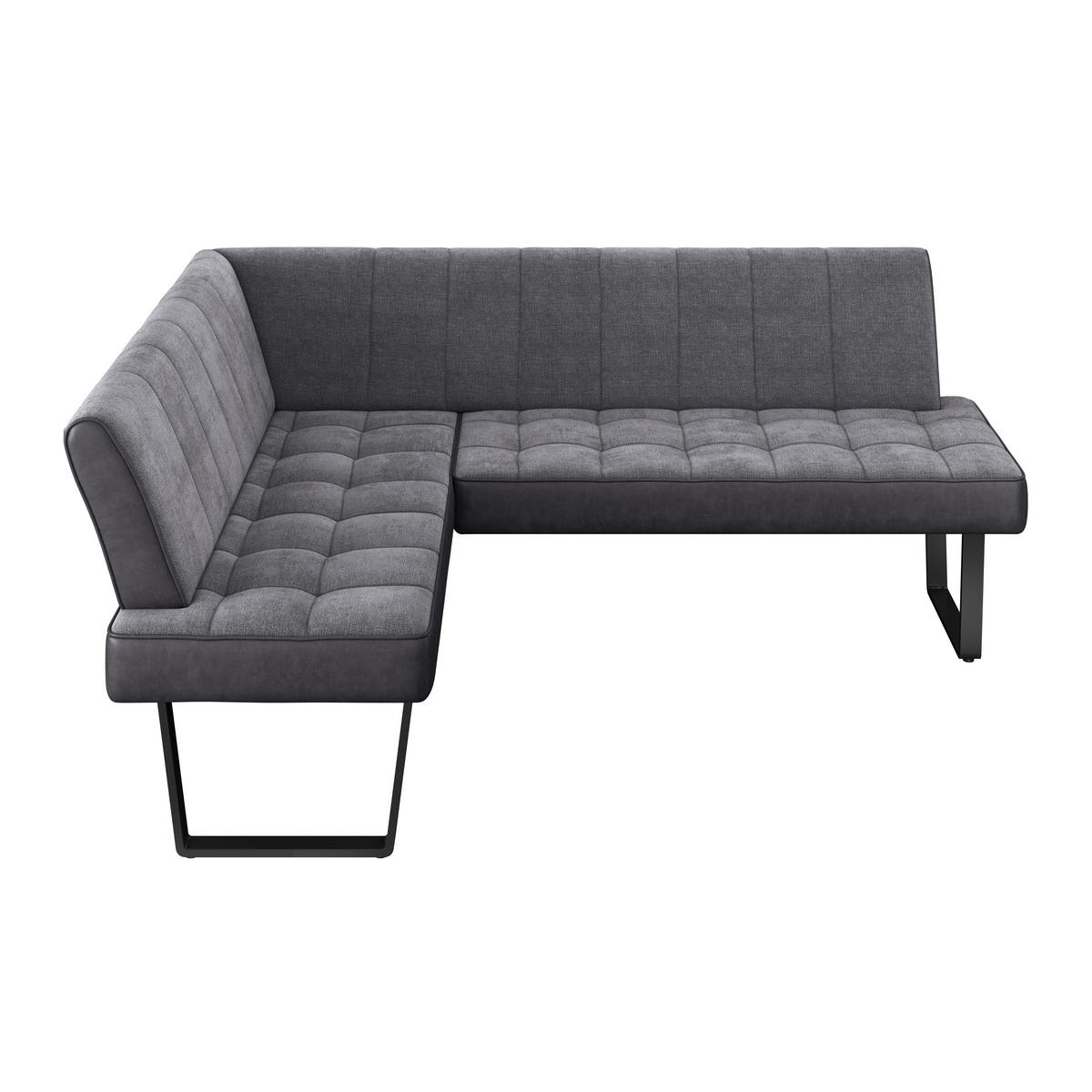 Eckbank Pag - Schwarz/Grau, KONVENTIONELL, Textil/Metall (160/200cm) - MID.YOU