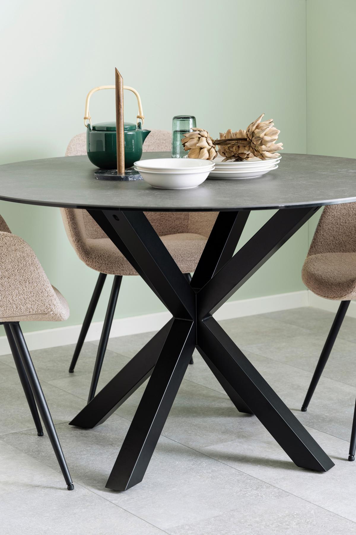 Esstisch Rund Heaven 119x75,5 cm Schwarz - Schwarz, MODERN, Keramik/Metall (119/119/75,5cm) - MID.YOU