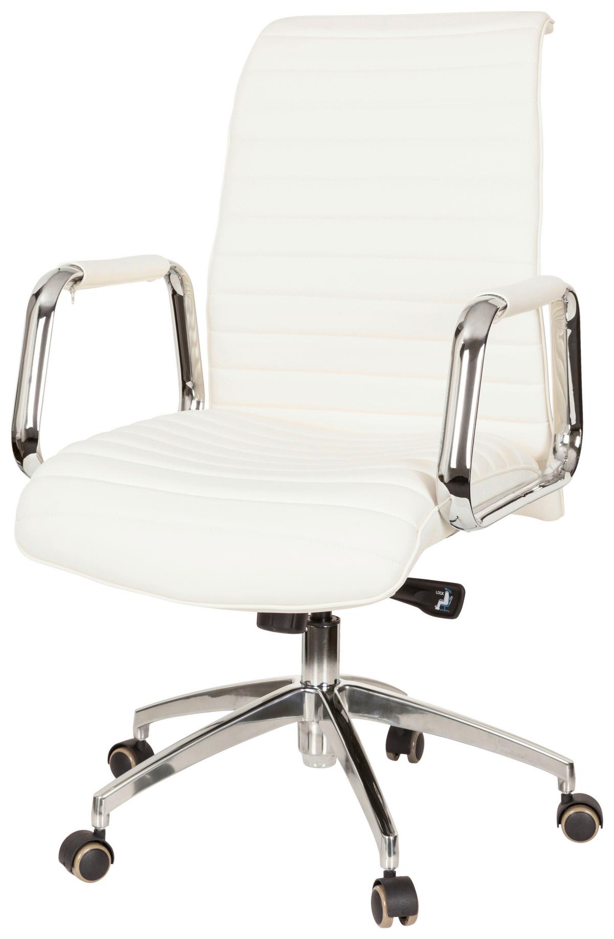 Drehstuhl Aspera 10 Cremefarben - Silberfarben/Creme, MODERN, Leder/Kunststoff (59/114/50cm) - MID.YOU