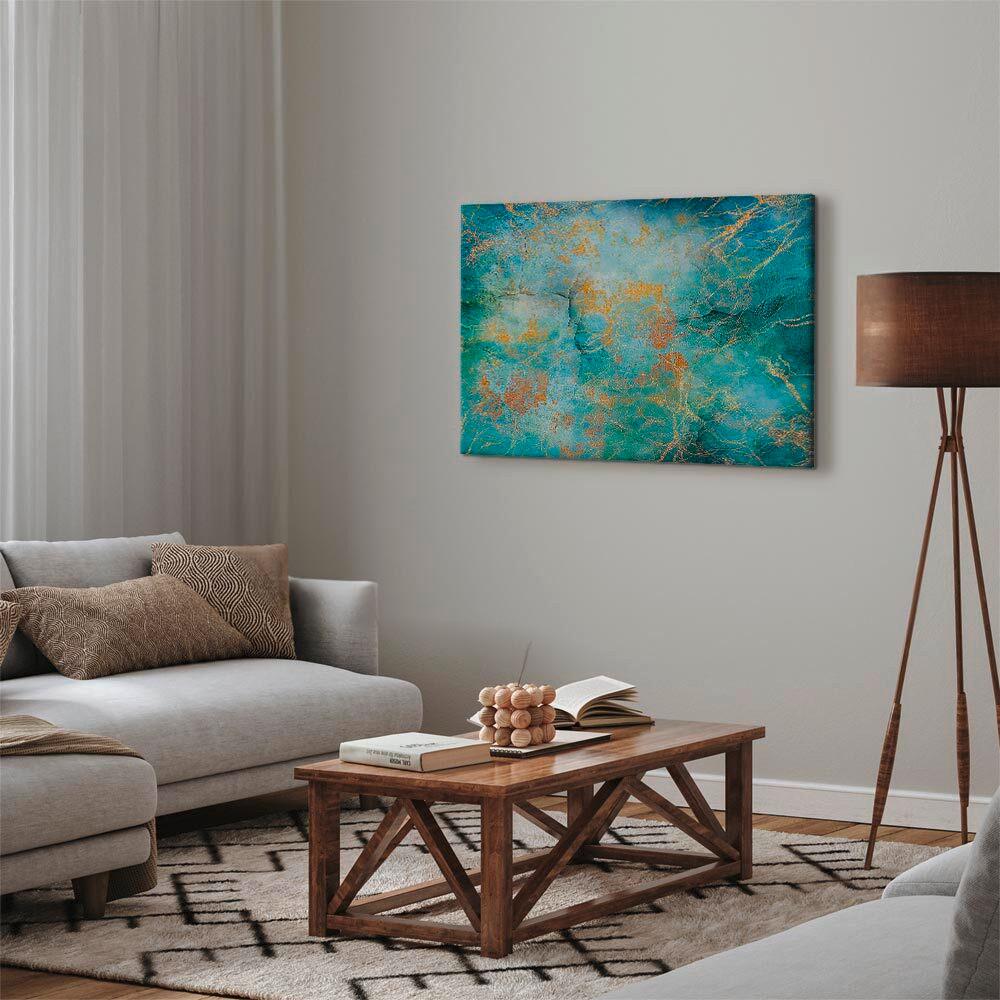 Leinwandbild Emerald Ocean Petrol B: 120cm - Petrol, Basics, Holz/Textil (120/80/1,2cm) - artgeist