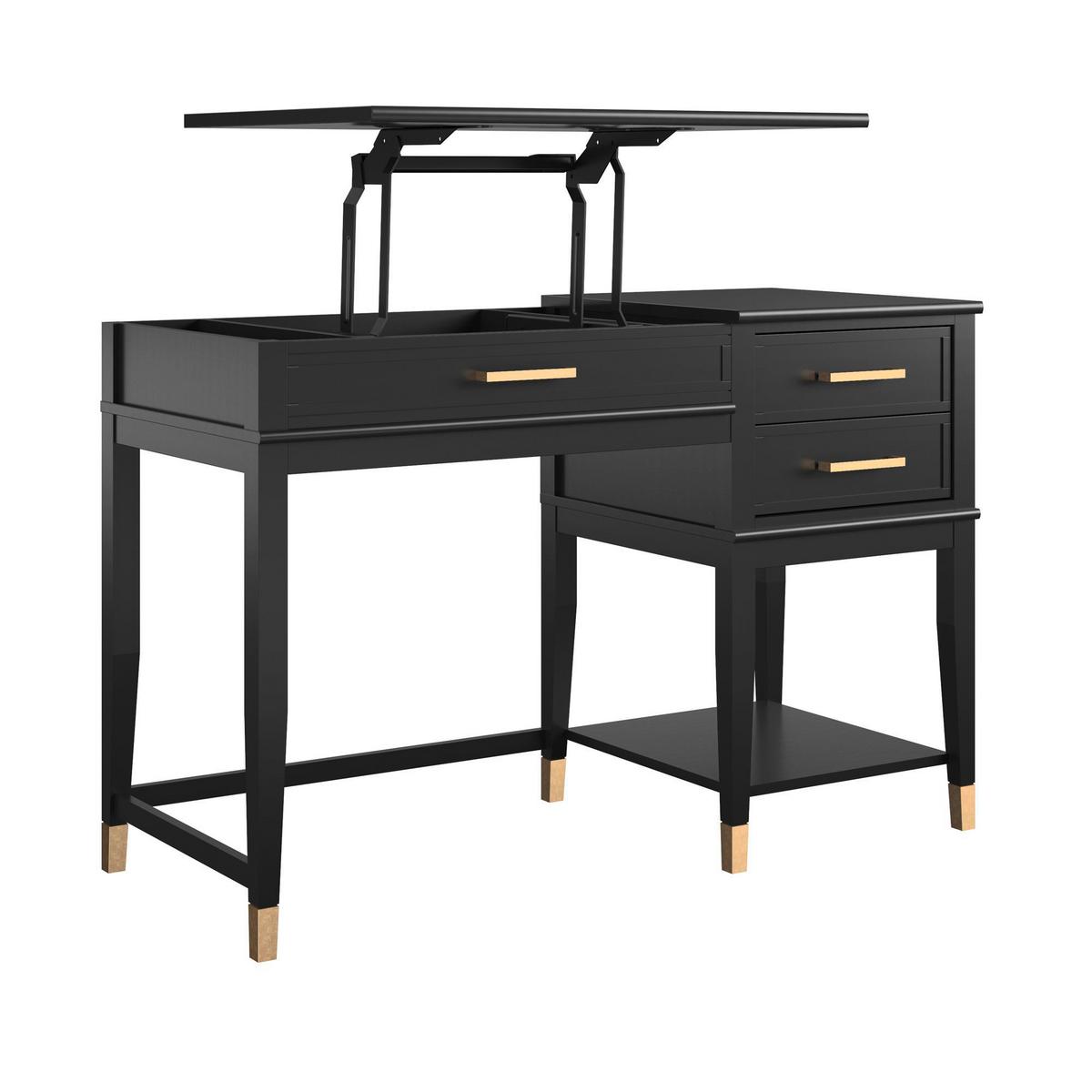 Schreibtisch Westerleigh Schwarz B: 77 cm - Schwarz, Design, Holzwerkstoff/Metall (115/77/49cm) - MID.YOU