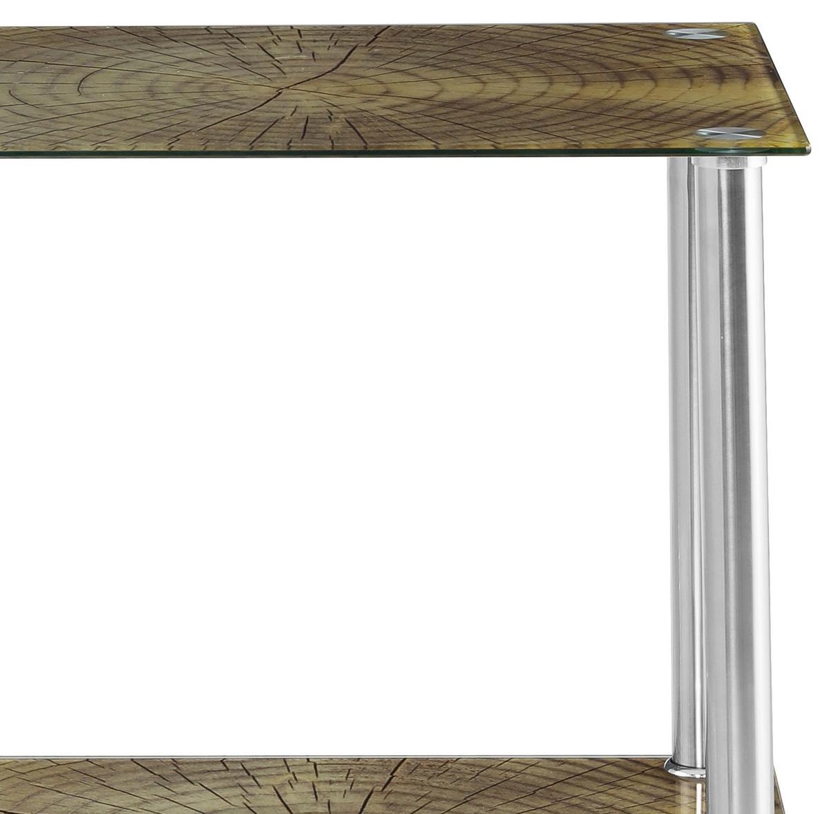 Regal mit Glasfächern Bedruckt Glare B 40cm, Edelstahl/Braun - Edelstahlfarben/Braun, MODERN, Glas/Metall (40/70/30cm) - Luca Bessoni