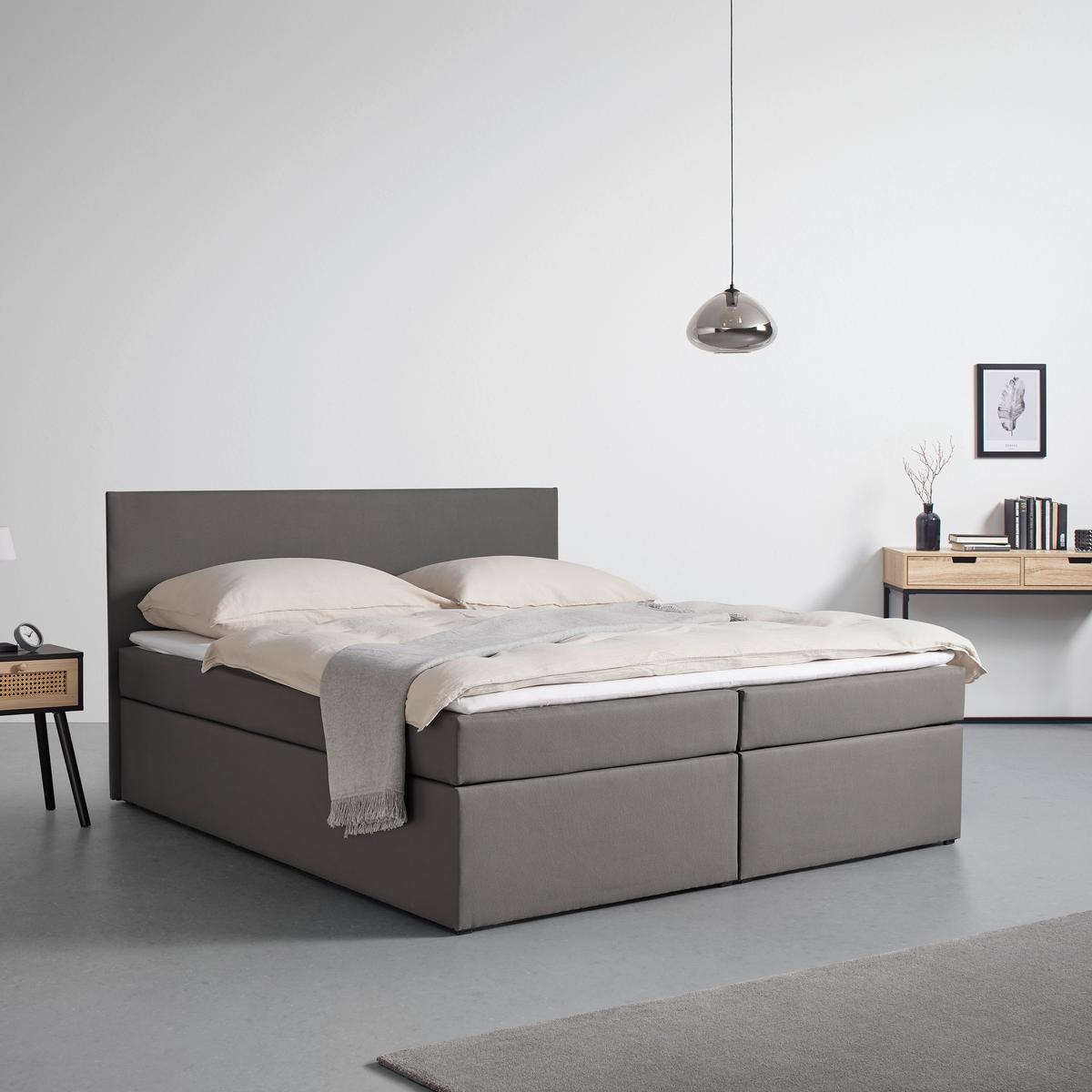 Boxspringová postel LUCY 180x200, šedá - šedá/antracitová, Moderní, dřevo/kompozitní dřevo (180/200cm) - Bessagi Home