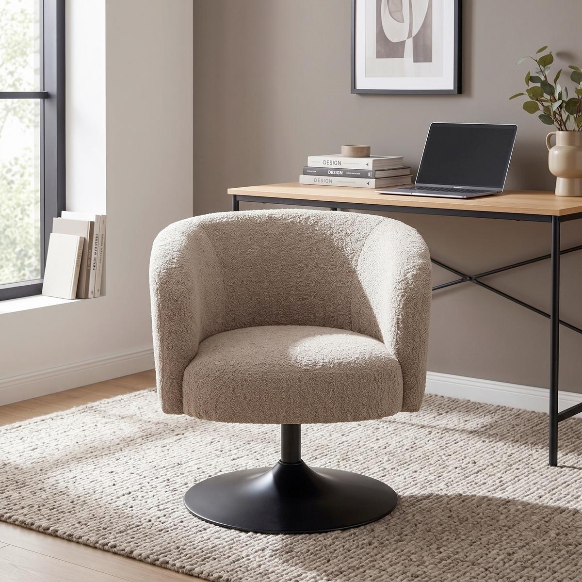 Otočná židle GIRO, šedobéžová žinylka, max.120 kg - černá/barvy stříbra, Moderní, kov/textil (67/68/73cm) - Premium Living