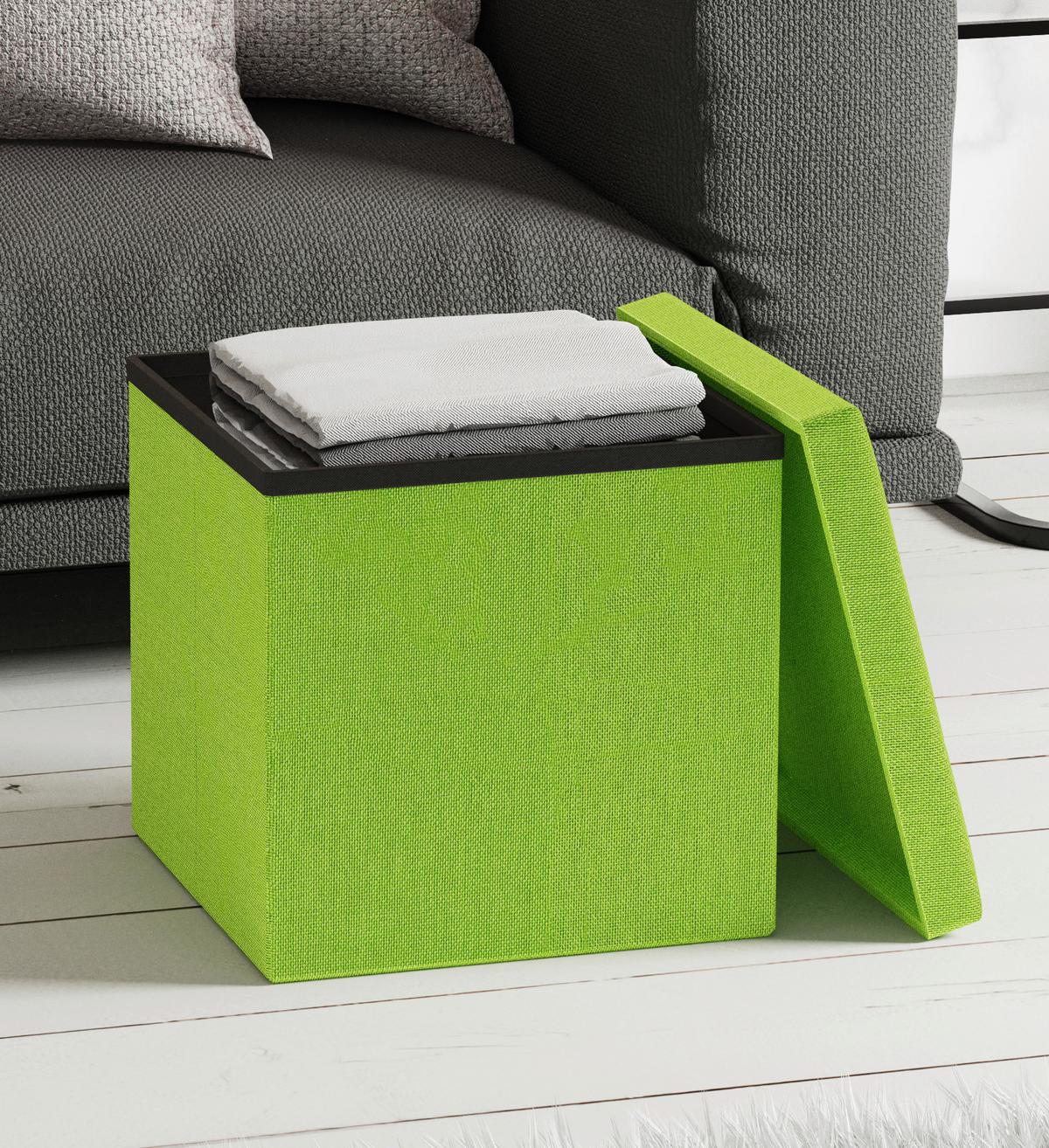 Sitzbox Boxas Grün B: 38 Cm - Grün, Basics, Holzwerkstoff/Kunststoff (38/38/38cm) - MID.YOU