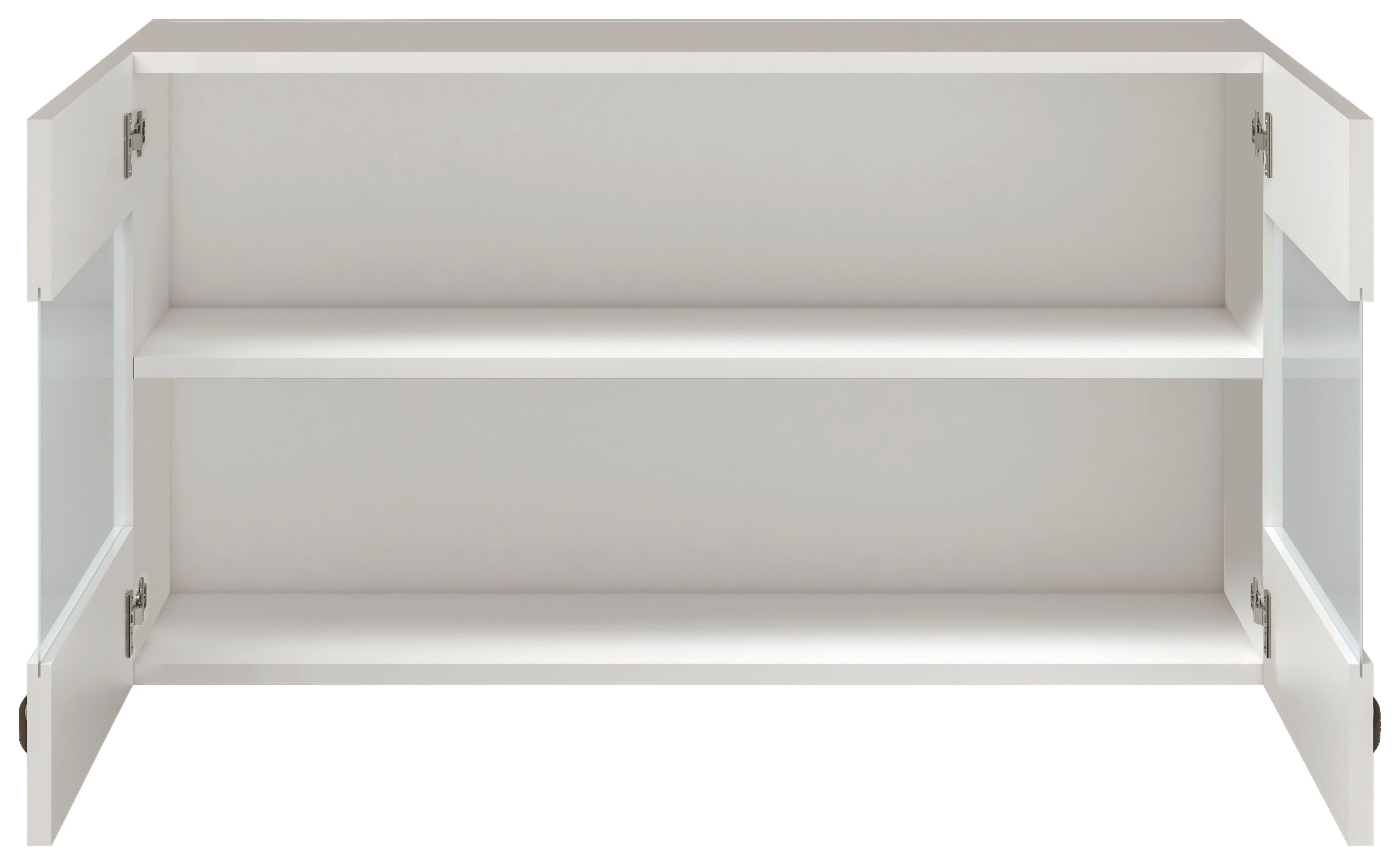 Küchenoberschrank Alba B:100 Cm Weiß 2 Drehtüren Mit Glas - Weiß Hochglanz/Weiß, MODERN, Holzwerkstoff (100/54,8/32cm)