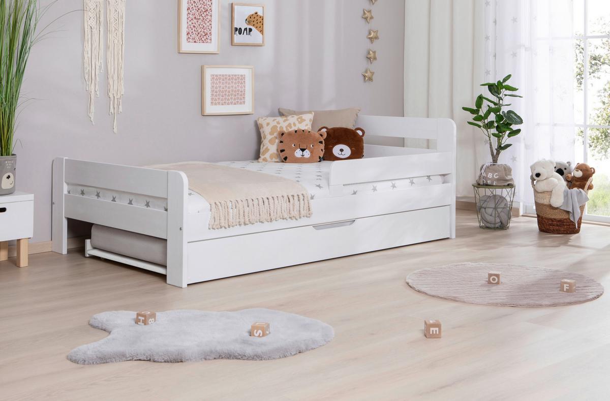 Bett Bennet Weiß inkl. Zubehör, 120x200 cm - Weiß/Naturfarben, MODERN, Holz/Textil (120/200cm) - MID.YOU