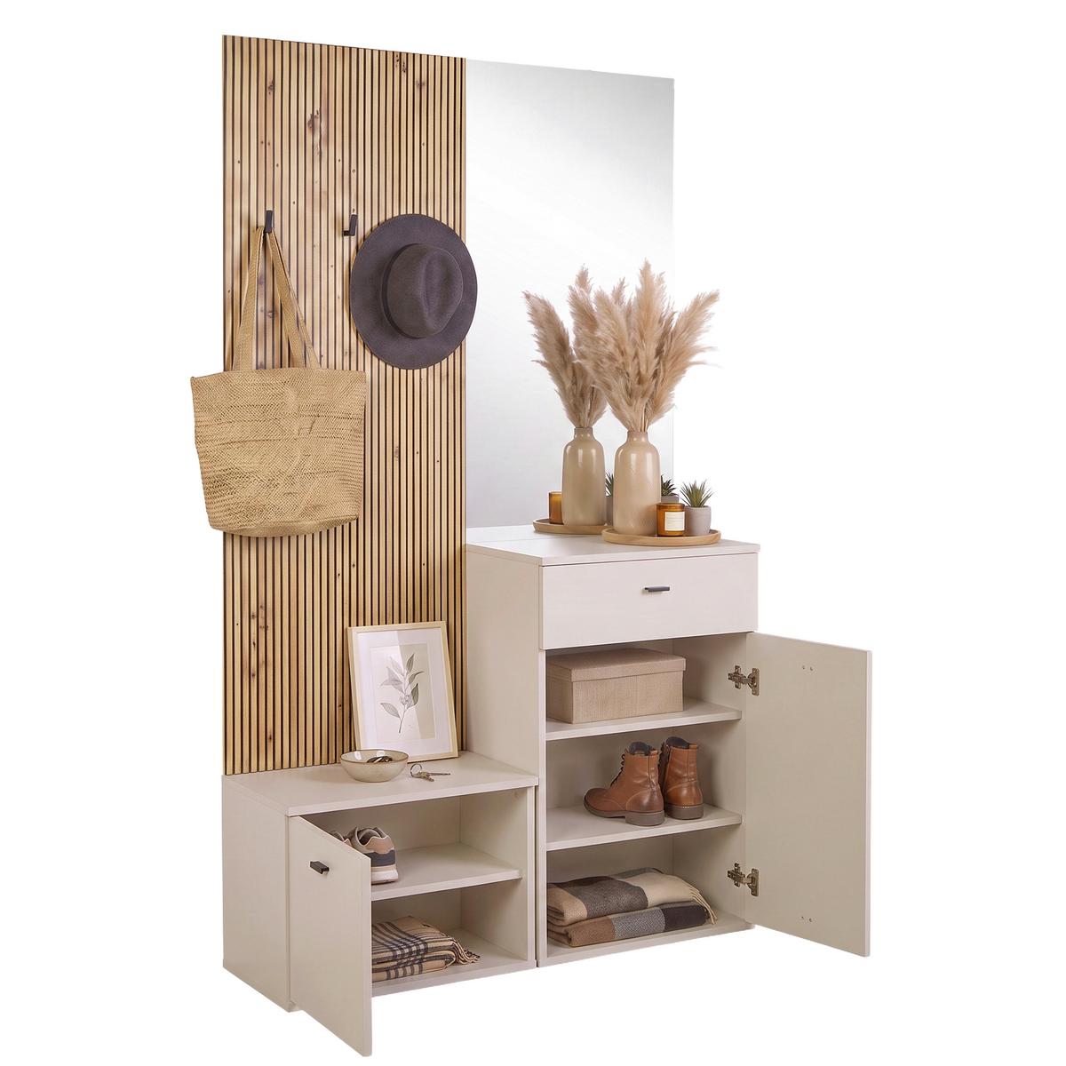 Garderobe Erika Eichefarben Kaschmir  B:100 cm - Kaschmir/Eiche Artisan, MODERN, Glas/Holzwerkstoff (100/192,1/36,6cm)
