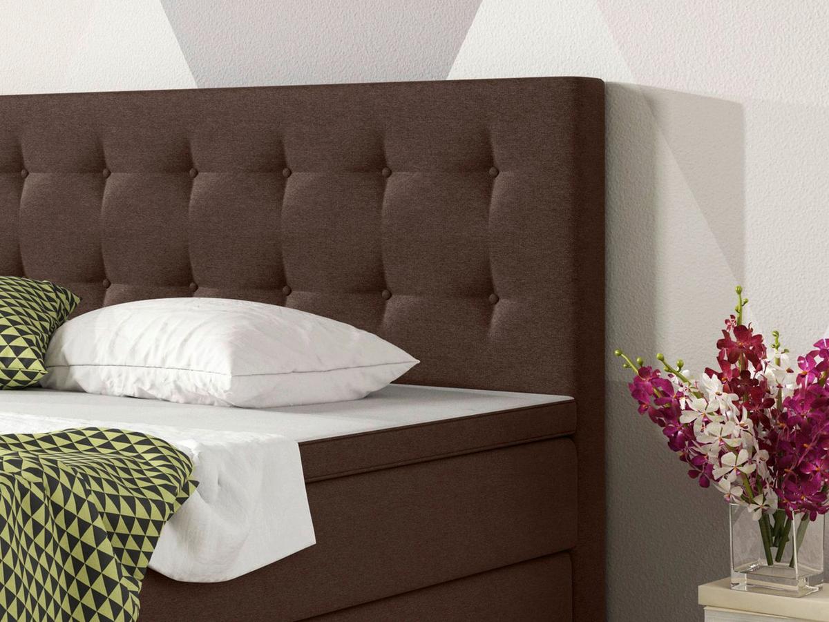 Boxspringbett mit Topper Kingsize 180x210 Köln - Silberfarben/Braun, KONVENTIONELL, Textil (180/115/210cm) - MID.YOU