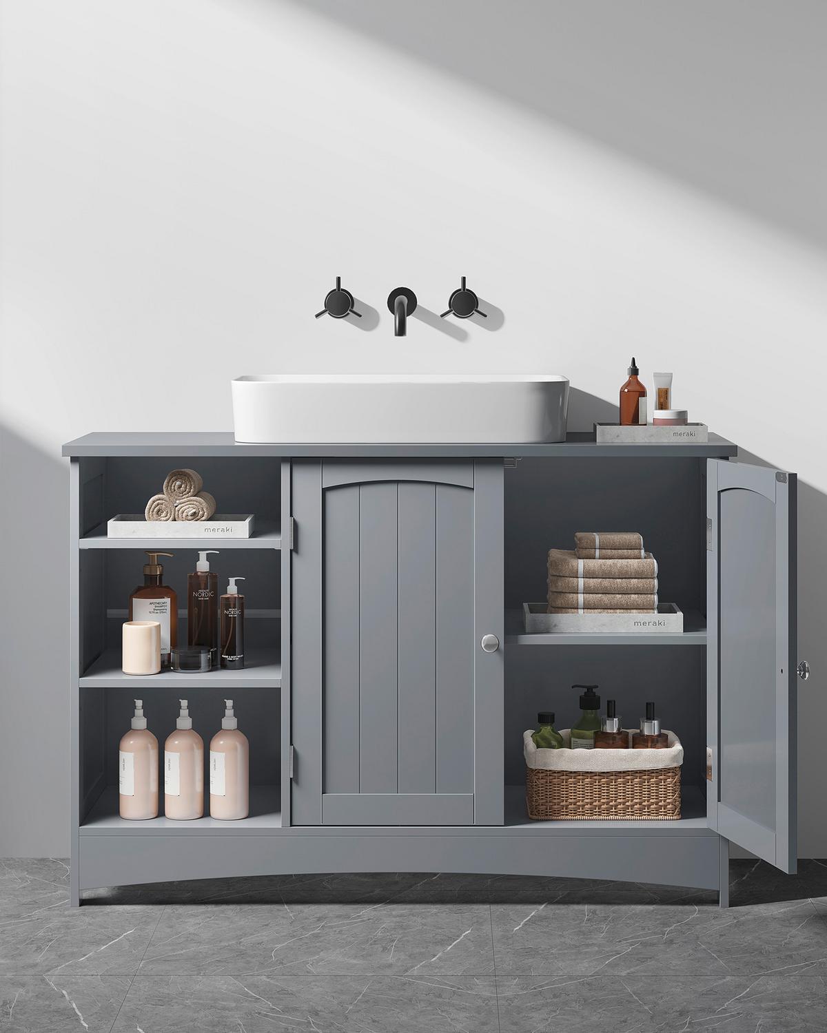 Waschbeckenunterschrank Washbasin Cabinet - Grau, MODERN, Holzwerkstoff (90/60/30cm) - MID.YOU