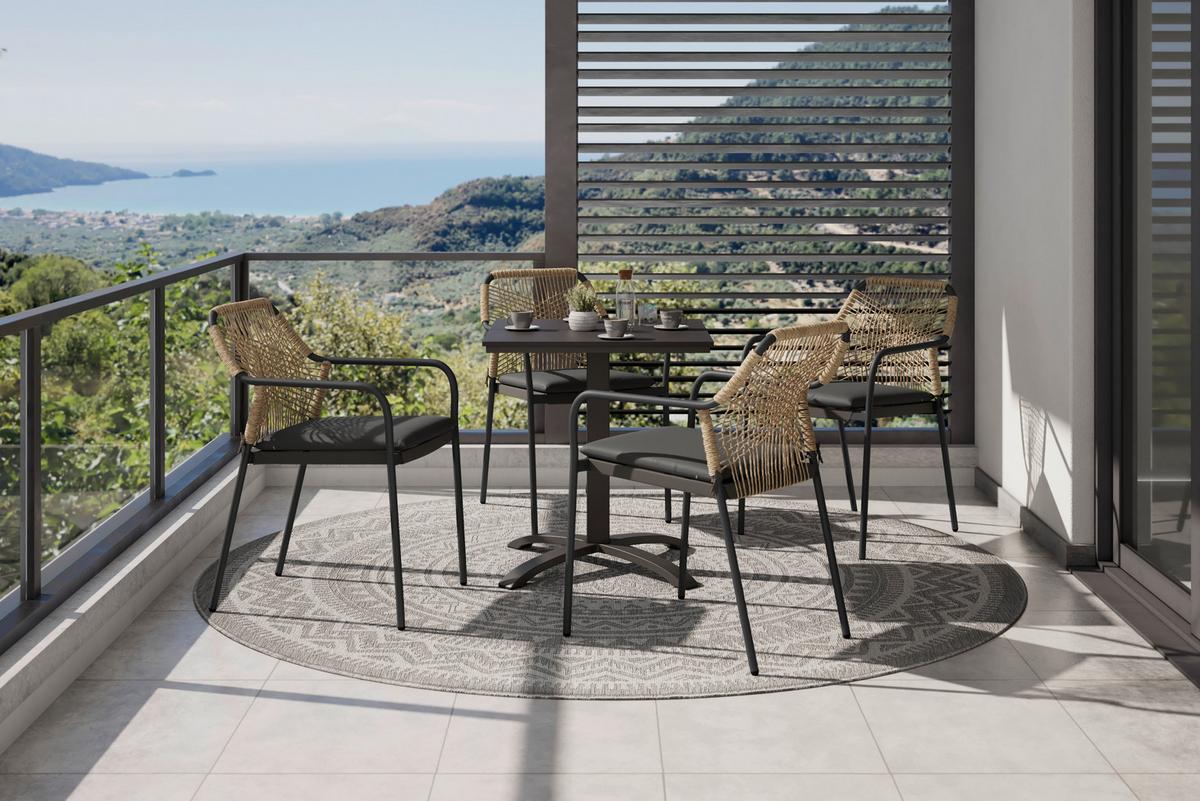 Gartentisch Dijon Metall/Kunststoff L 70 cm - Schwarz, MODERN, Kunststoff/Metall (70/72/70cm) - Beldano