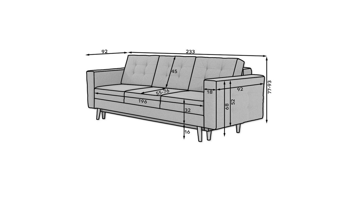 Schlafsofa Asgard Grau, B: 230 cm - Buchefarben/Grau, Design, Textil (230/93/92cm) - MID.YOU