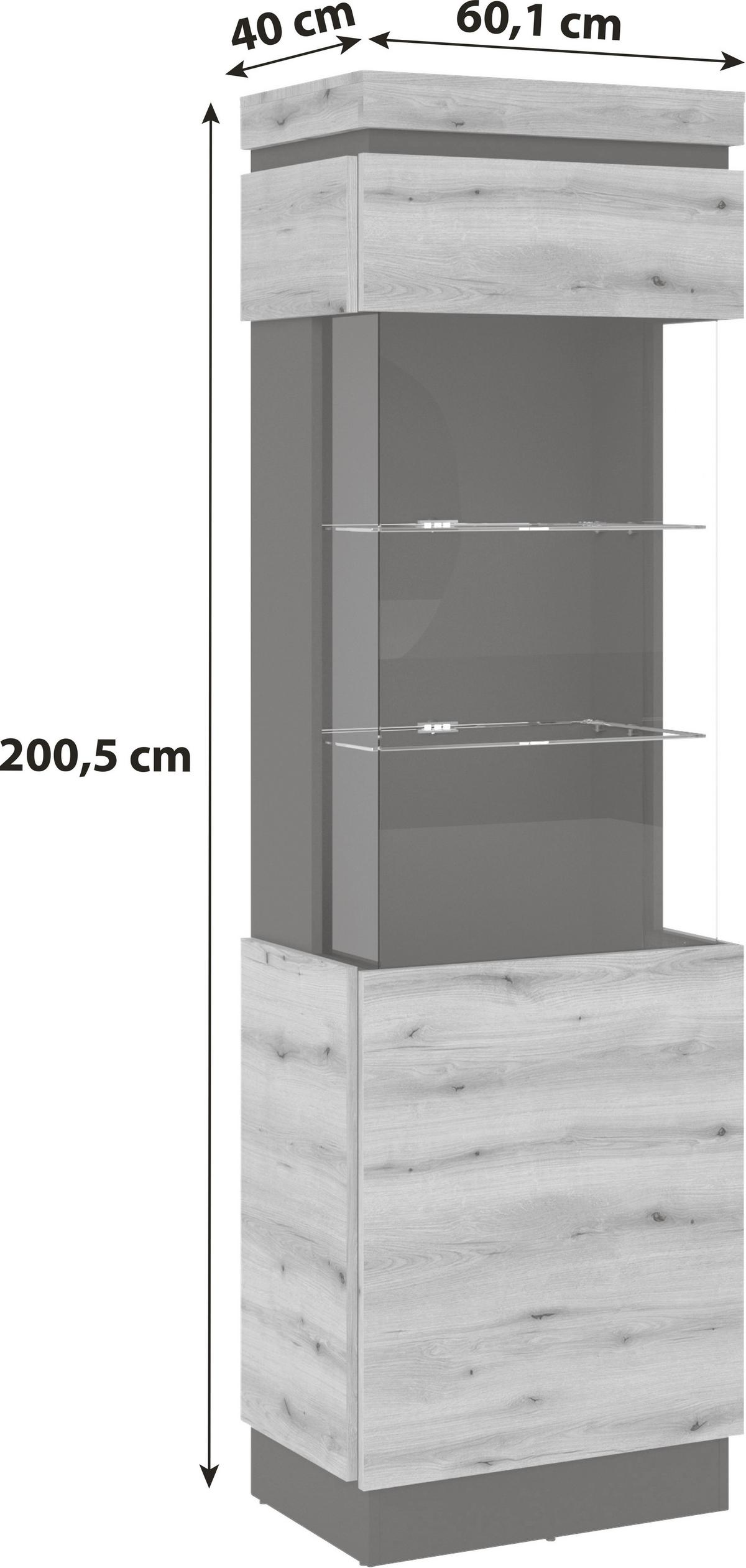 Stapelprogramm Corte Grau/Eiche Dekor B: 324,5 cm - Eichefarben/Grau, Trend, Glas/Holzwerkstoff (324,5/200,5/40cm)