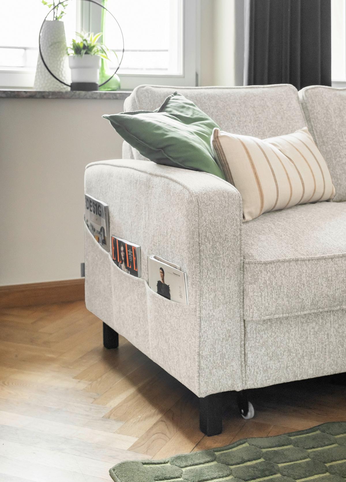 Ecksofa Molly Beige S: 228x148 cm - Beige/Schwarz, Textil (228/148cm) - MID.YOU