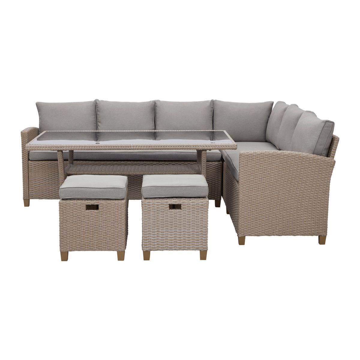 TERASOVÁ SEDACÍ SOUPRAVA LIOW 2 - hnědá/béžová, kov/textil (235/175cm) - Modern Living