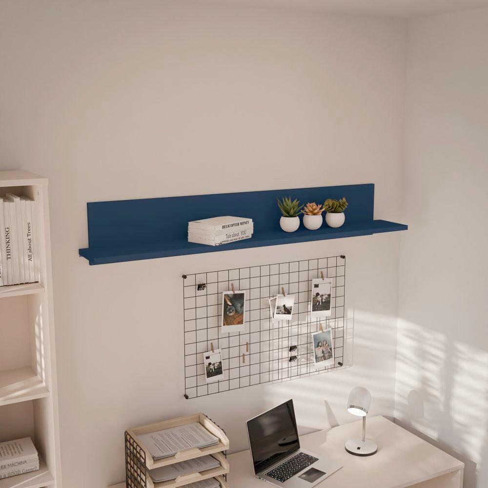 NÁSTĚNNÁ POLICE ALICE SPRINGS - tmavě modrá, Moderní, kompozitní dřevo (154/25,6/21,2cm)