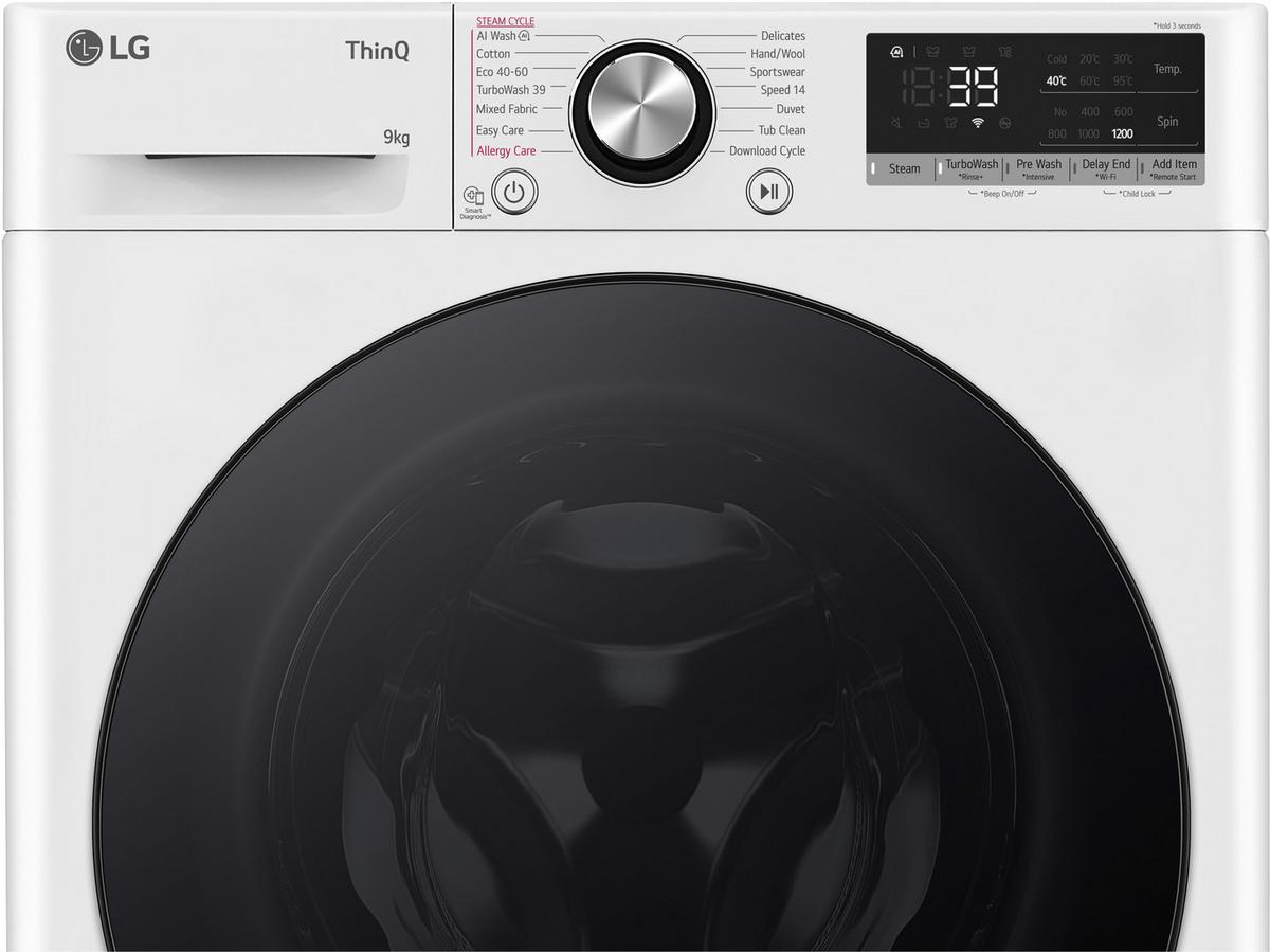 Waschmaschine LG F2v7slim9 9 kg 1160 U/Min ThinQ - Weiß, Basics, Glas/Kunststoff (60/85/47,5cm) - LG