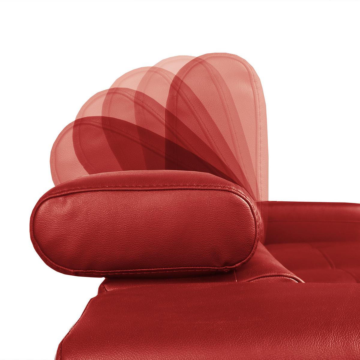 Ecksofa Torino Teilleder Rot 247x173 - Rot/Schwarz, Design, Leder/Textil (247/173cm) - Livetastic