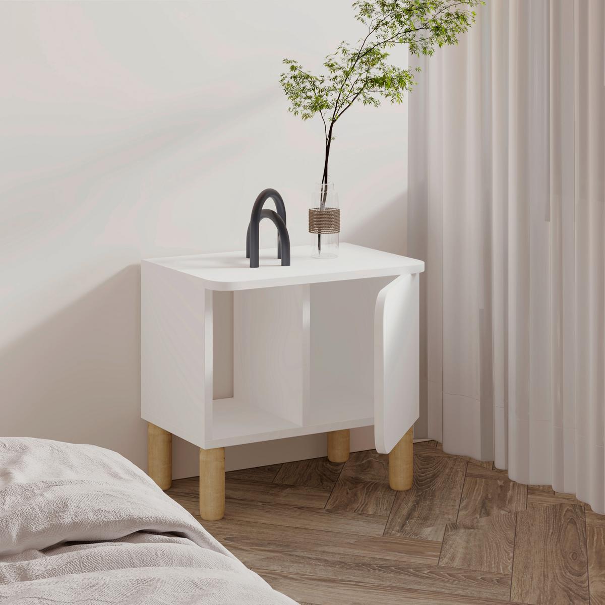 NACHTTISCH River Weiß B: 50cm - Weiß, Design, Holzwerkstoff (50/30/49cm) - Livetastic