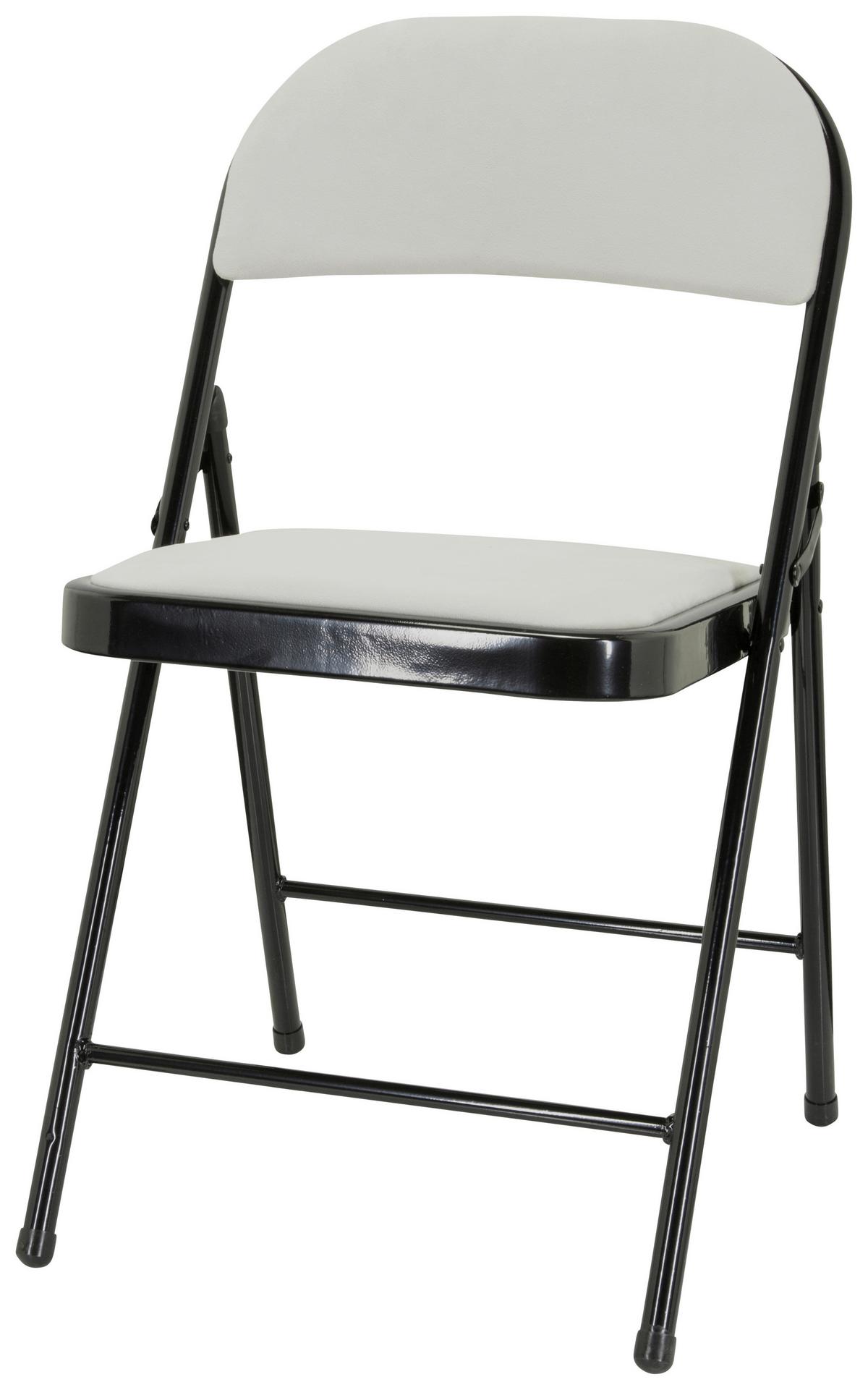 Klappstuhl Tudela I Schwarz/weiß Samt - Schwarz/Weiß, Basics, Textil/Metall (44/80/49cm) - MID.YOU