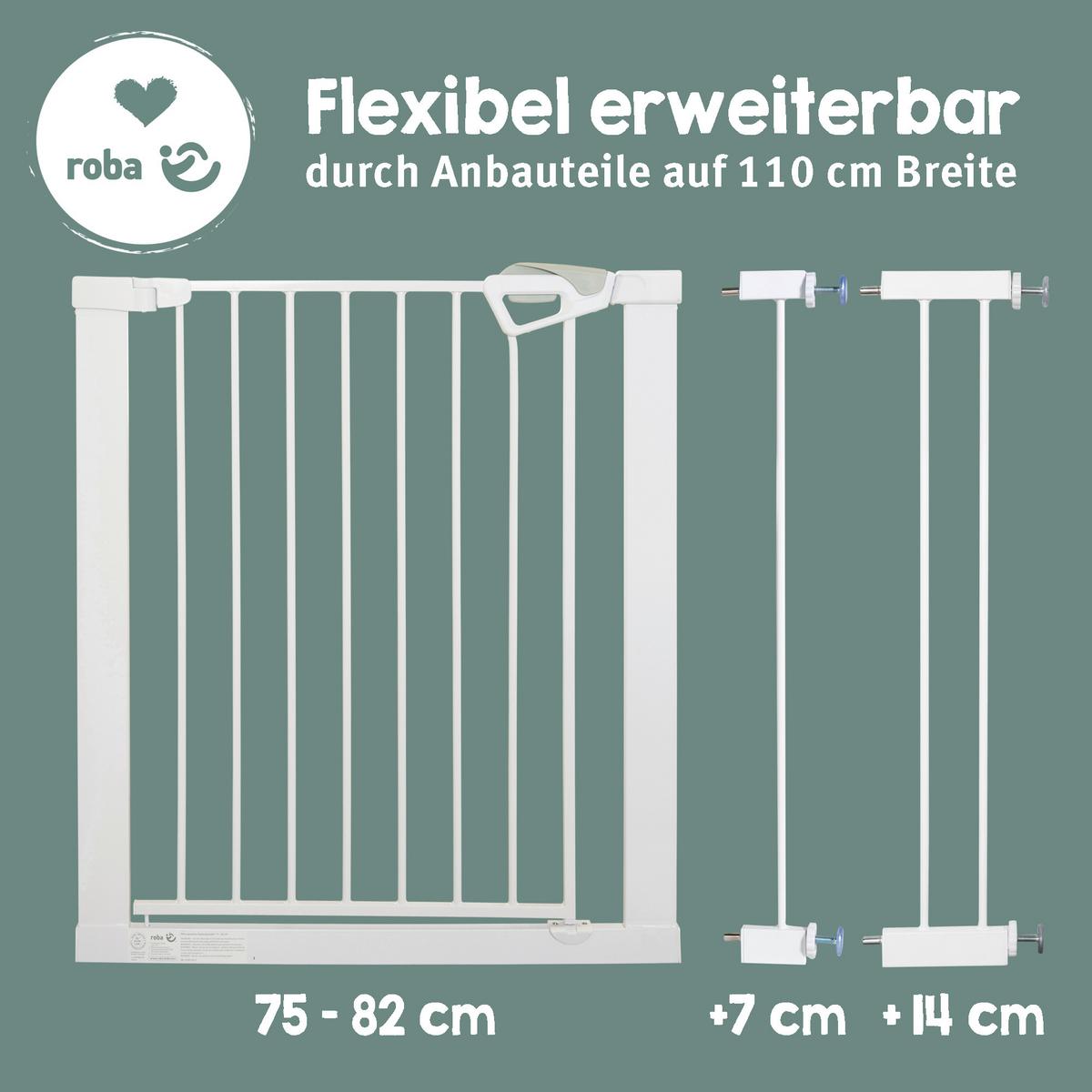 Türschutzgitter Metall erweiterbar, weiß - Weiß, Basics, Metall (75/80/3cm) - Roba