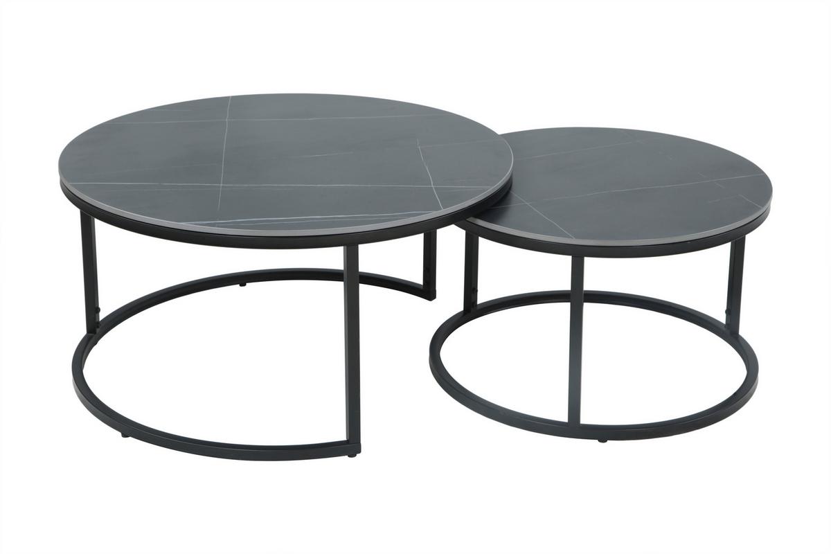 Couchtischset Luis Schwarz D: 80/60 Cm - Schwarz, Design, Stein/Metall (80/60/41/37cm) - Livetastic