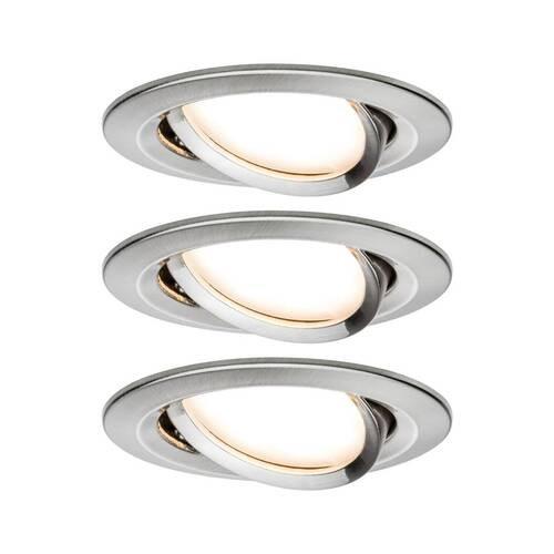 LED-Deckenleuchte 3er-Set Ø 8,4 cm, 3-Flammig, Rund - Alufarben, Basics, Metall (8,4cm) - Paulmann