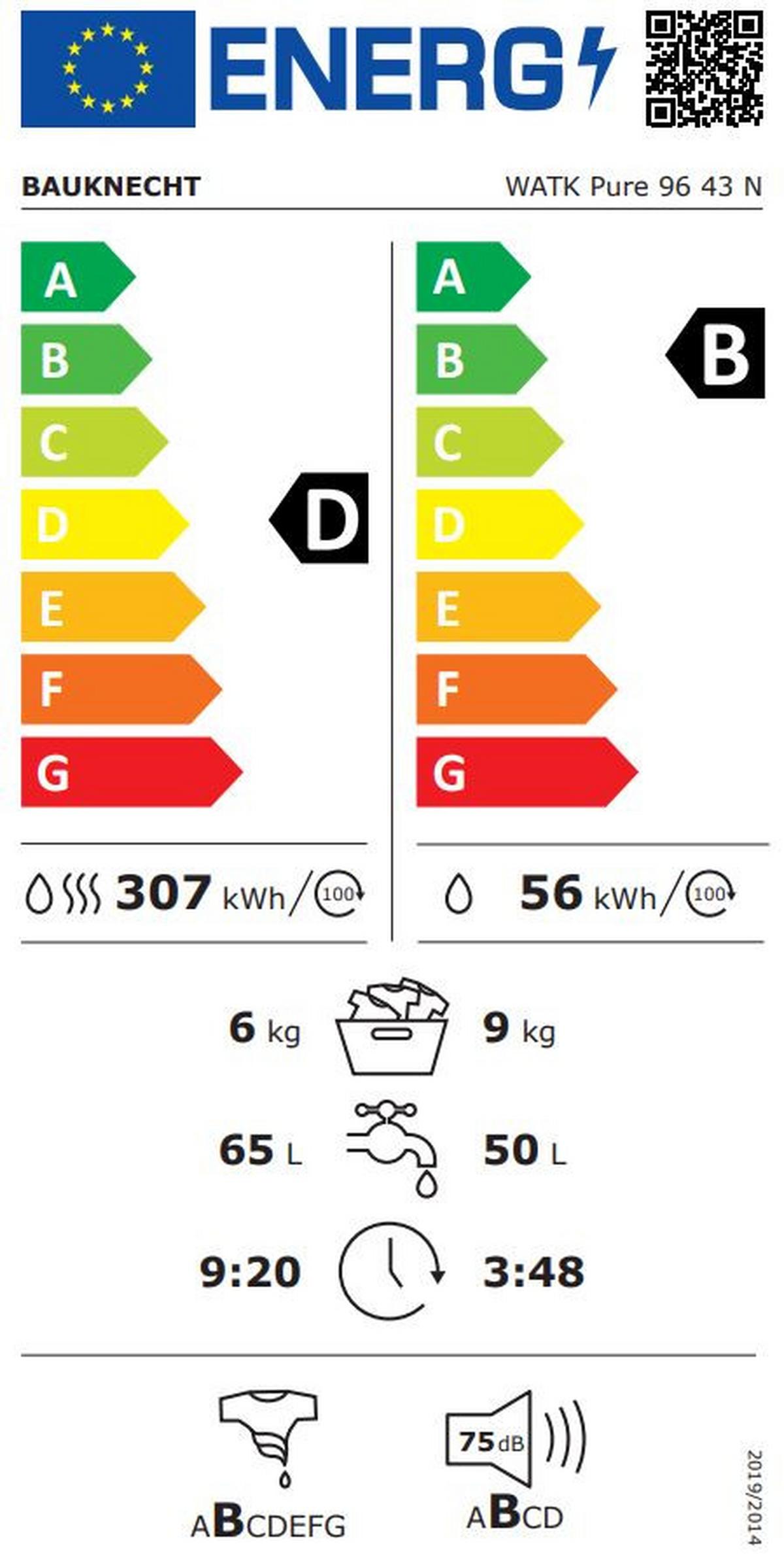 Waschtrockner Watk Pure 96 43 N - Weiß, Trend (59,5/85/54cm) - Bauknecht