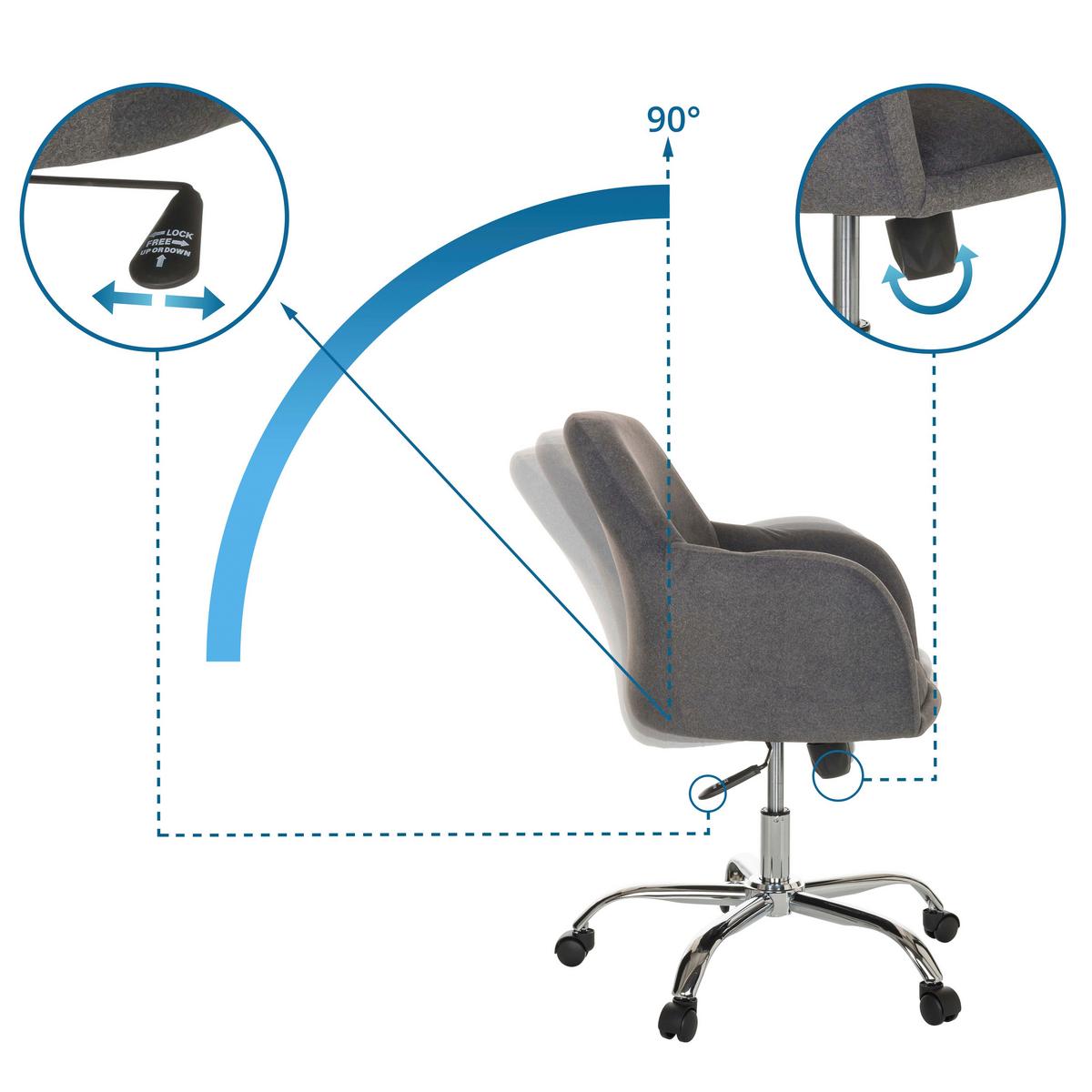 Drehstuhl Solao 300 - Dunkelgrau/Silberfarben, Basics, Kunststoff/Textil (68/85-94/68cm) - MID.YOU