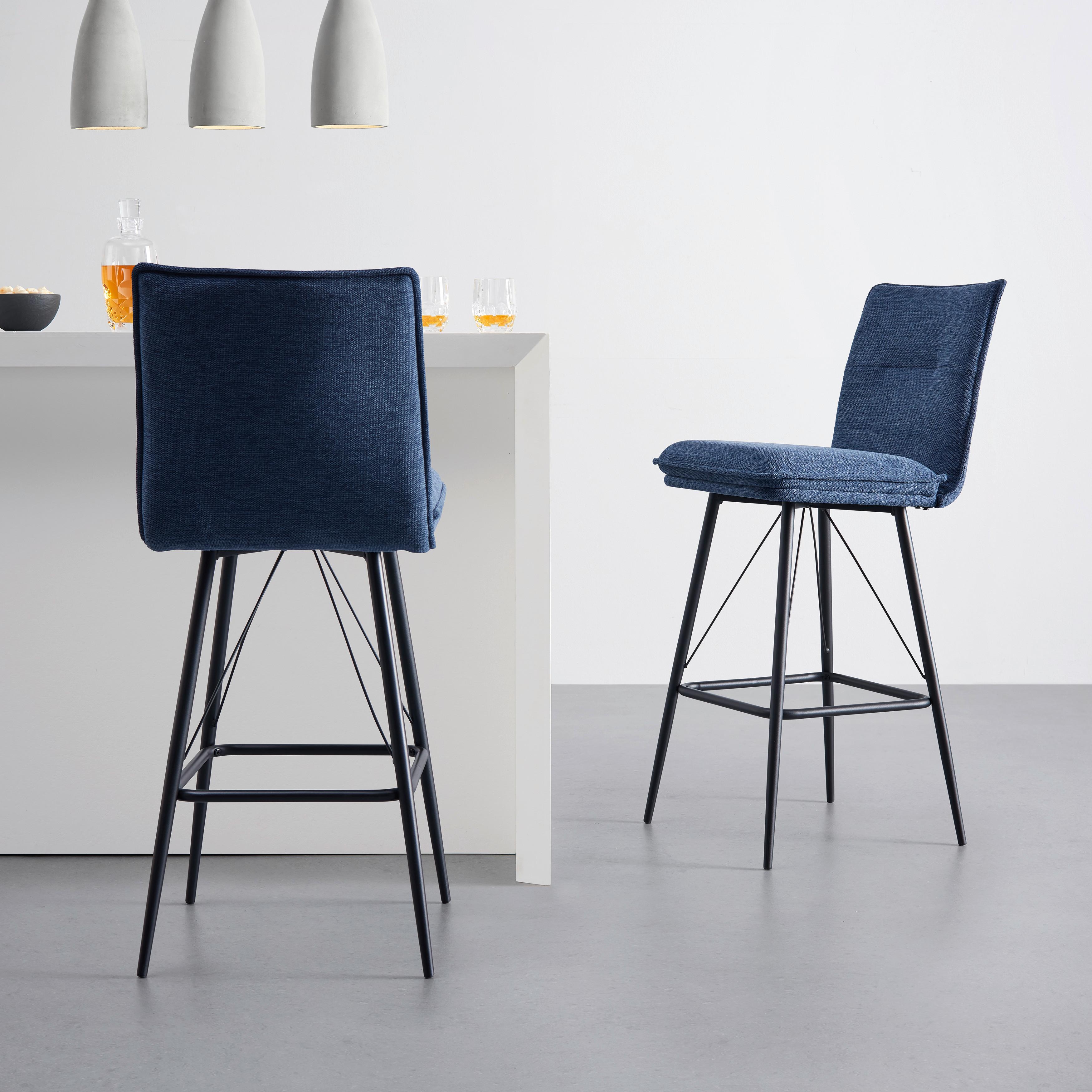 Sada barových stoličiek BORIS modrá 2ks - modrá/čierna, Modern, kov/drevo (44/107/56cm) - Bessagi Home