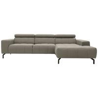 Ecksofa Kopfteil verstellbar Cunelli Silberfarben Webstoff - Silberfarben/Schwarz, Design, Textil (292/175cm) - MID.YOU