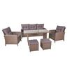 Gartengarnitur 6-tlg Sevilla Metall/kunststoff Mit Kissen - Schwarz/Braun, MODERN, Kunststoff/Metall - Gardenson