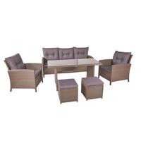 Gartengarnitur 6-tlg Sevilla Metall/kunststoff Mit Kissen - Schwarz/Braun, MODERN, Kunststoff/Metall - Gardenson