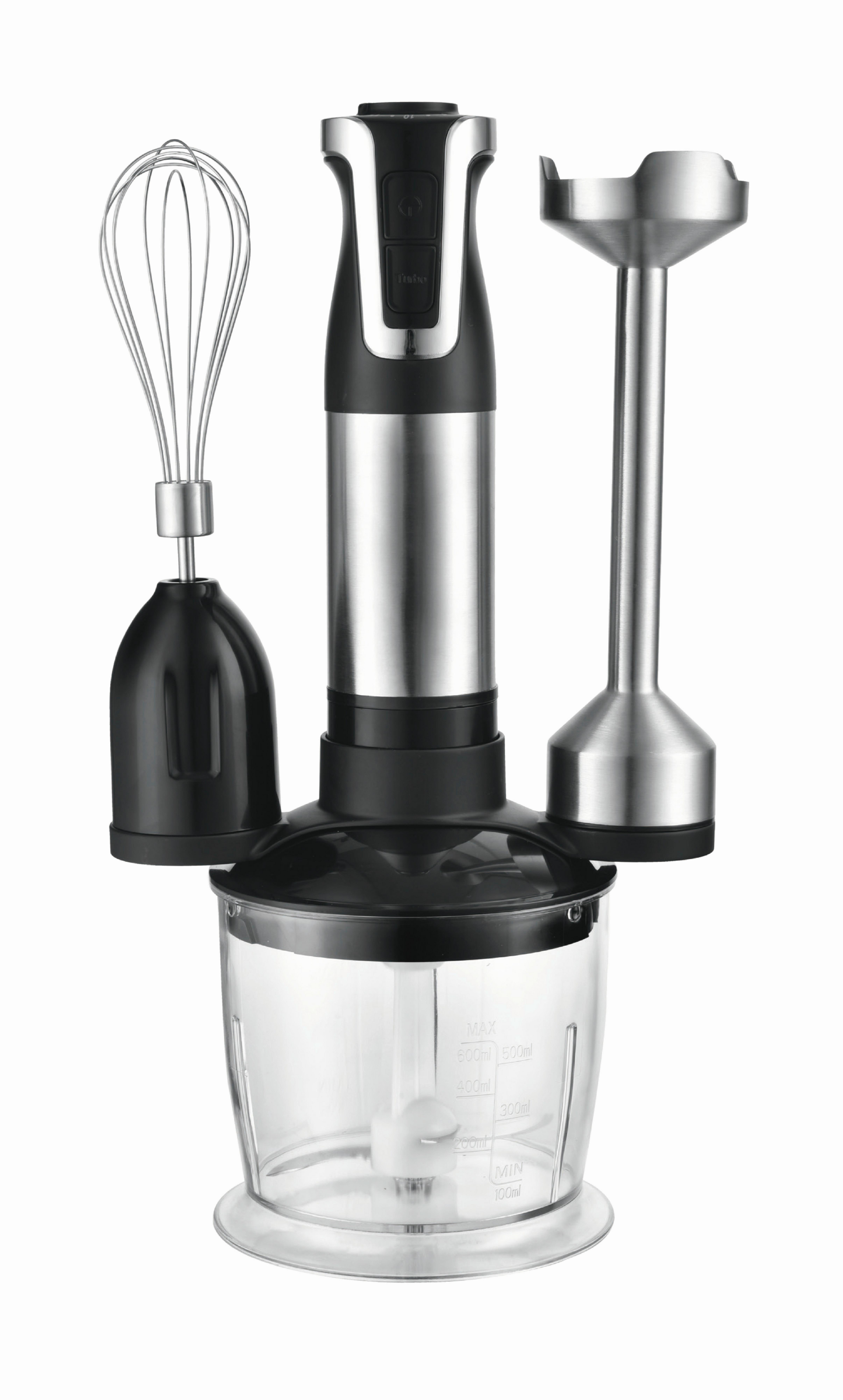 Stabmixer-set Gusteau Schwarz/ Edelstahl 800w 4-Teilig - Edelstahlfarben/Schwarz, KONVENTIONELL, Kunststoff/Metall (19,5/13,5/37cm) - Bono