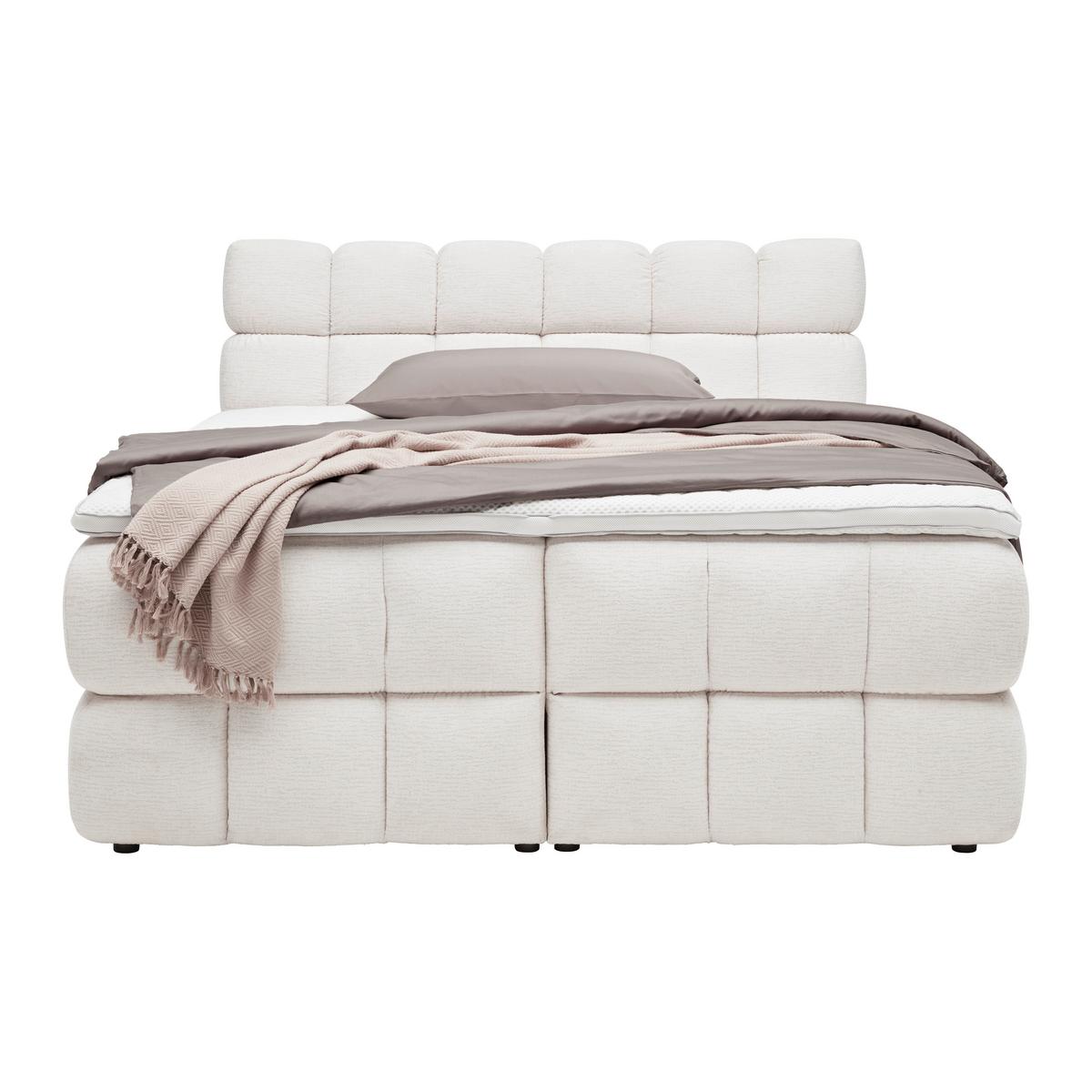 Boxspring postel BUBBLE BOX 180/200 cm, krémová - černá/krémová, Konvenční, kov/dřevo (180/200cm) - Premium Living
