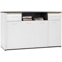 Highboard mit LED + Soft-Close B 203,6 cm Alassio Weiß/Matera - Schwarz/Graphitfarben, MODERN, Holzwerkstoff (203,6/104/40,5cm) - Luca Bessoni