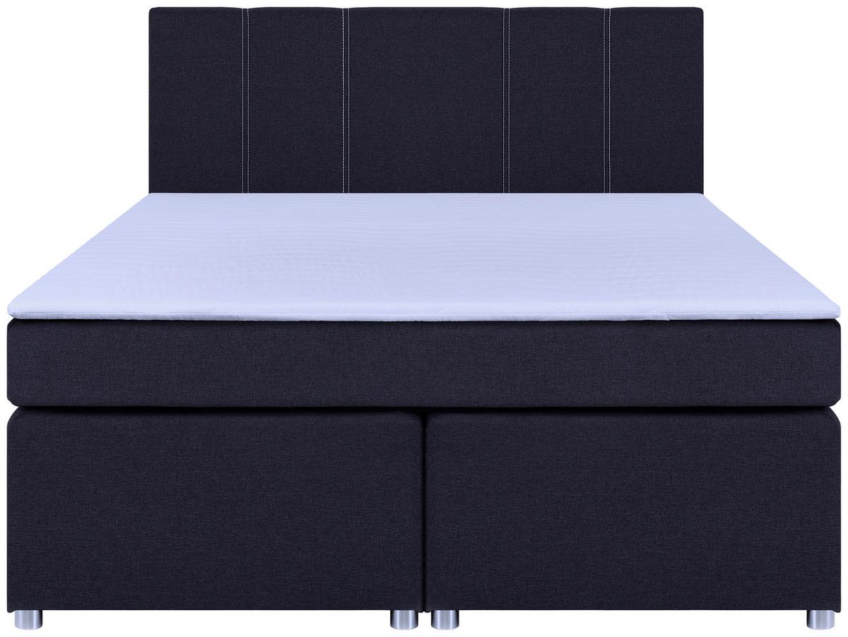 Boxspringbett Malta Mit Topper Grau, 180x200 Cm - Chromfarben/Schwarz, Basics, Holzwerkstoff/Textil (180/200cm) - P & B