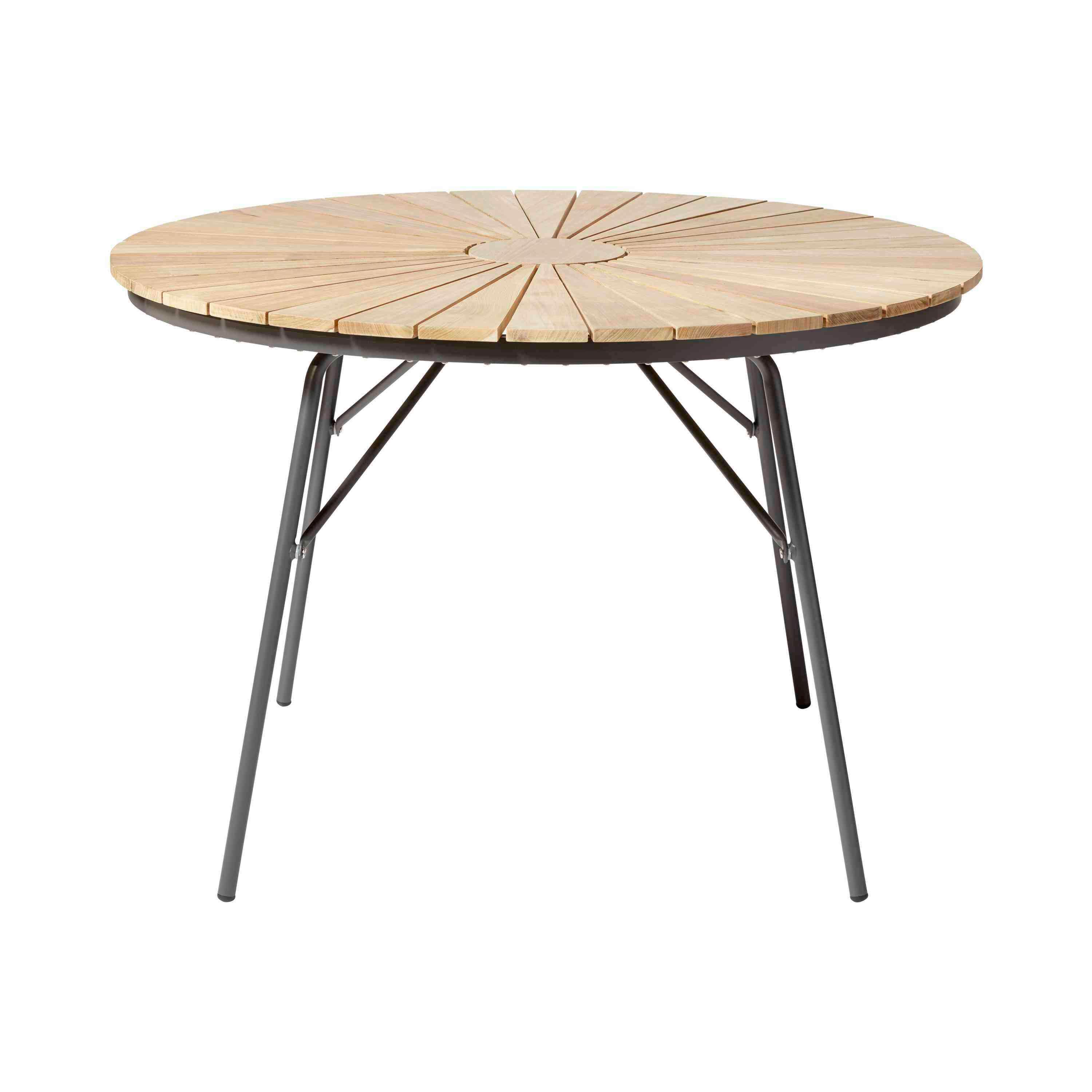 Gartentisch Ellen Teakholz ⌀ 110 cm - Anthrazit/Teakfarben, KONVENTIONELL, Holz/Metall (110/110/74cm) - Gardenson